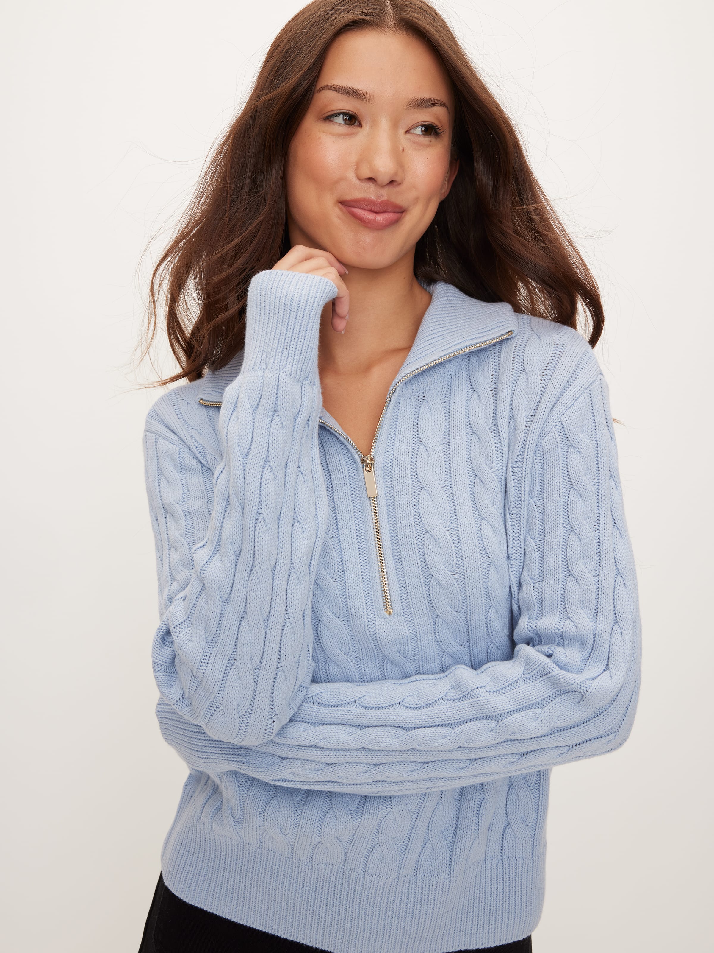 Cable Quarter Zip Knit