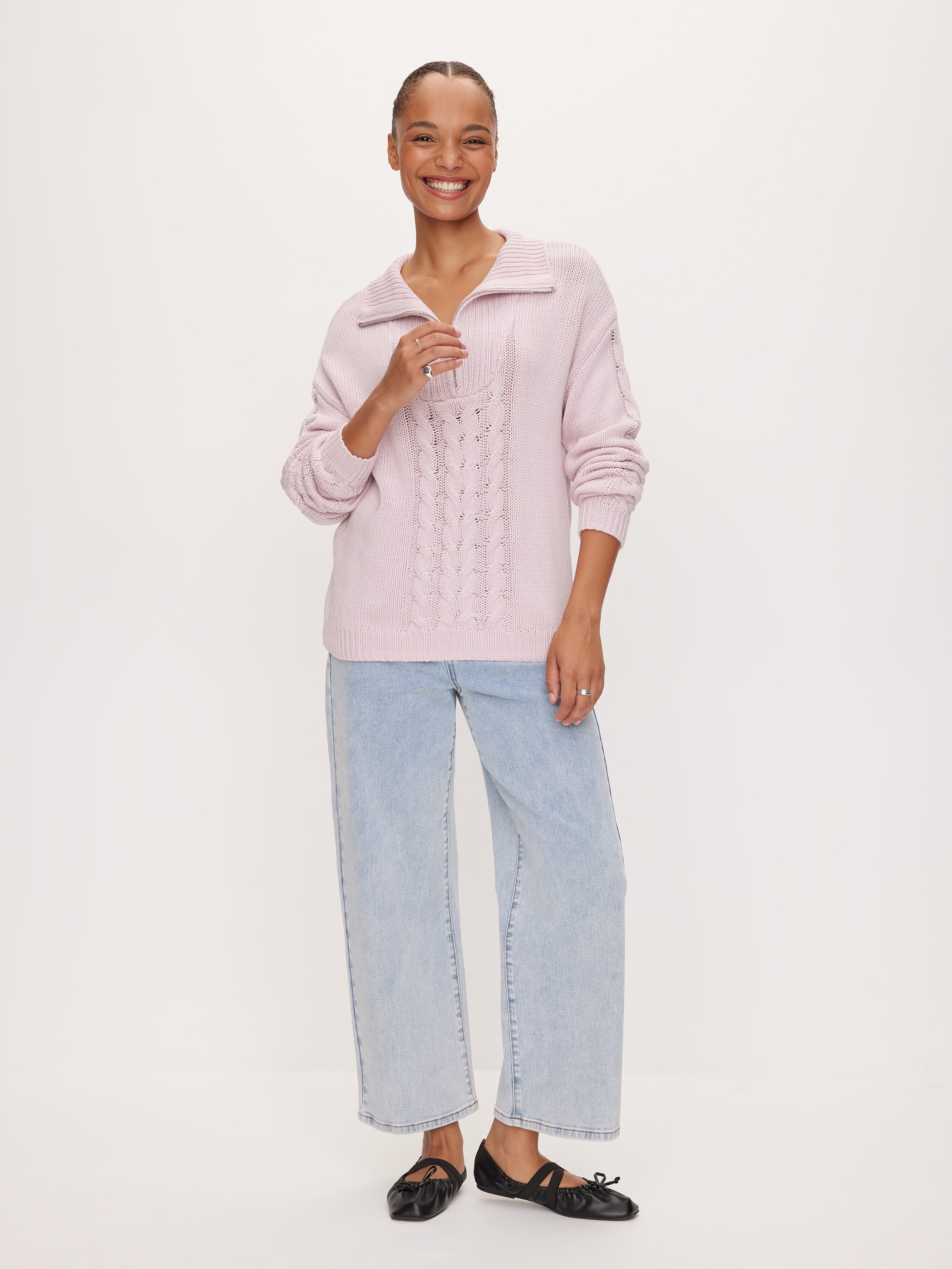 Fashion Quarter Zip Cable Knit