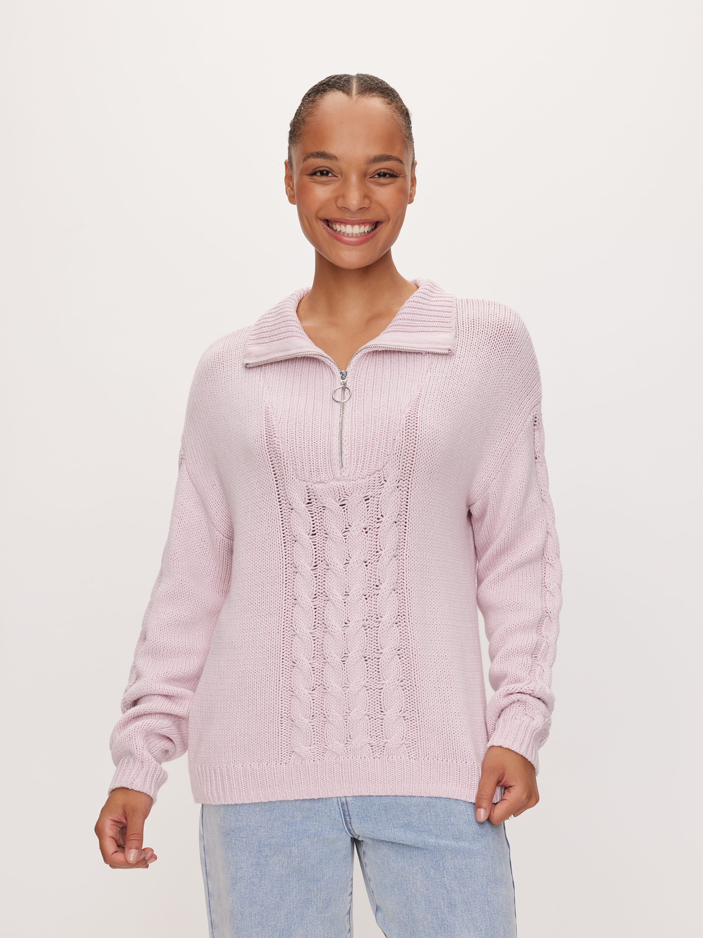 Fashion Quarter Zip Cable Knit