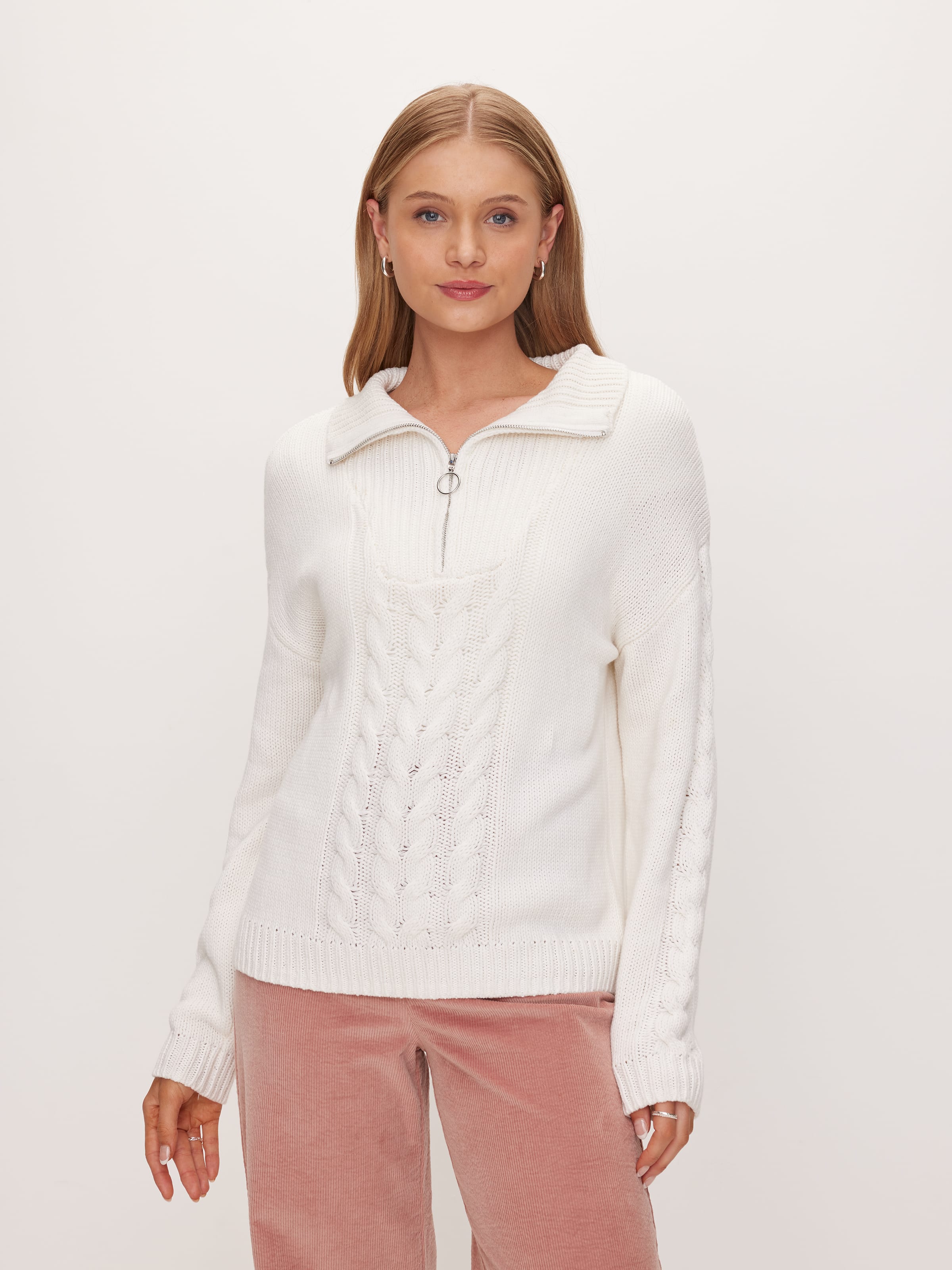 Fashion Quarter Zip Cable Knit