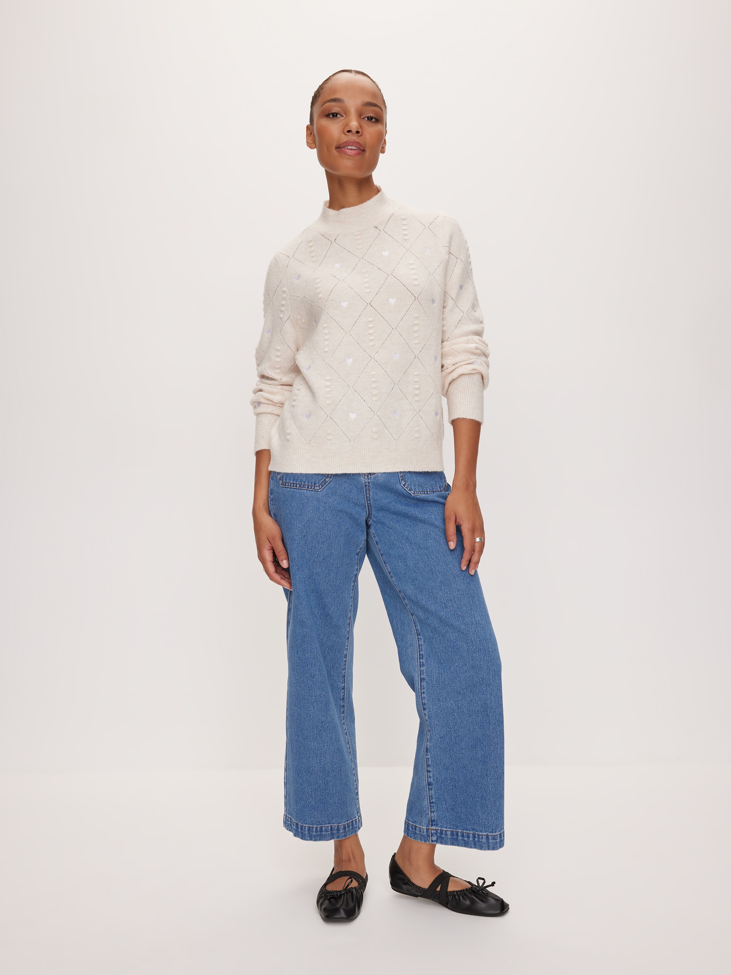 Embroidered Heart Knit