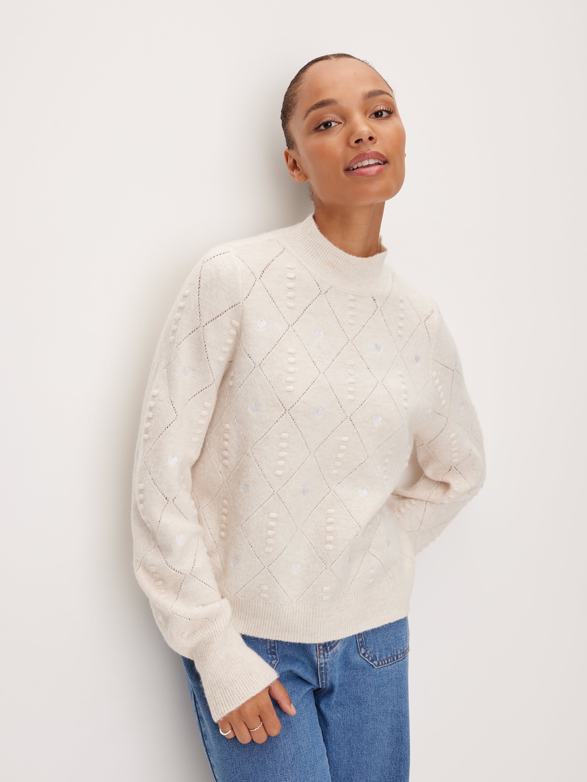 Embroidered Heart Knit