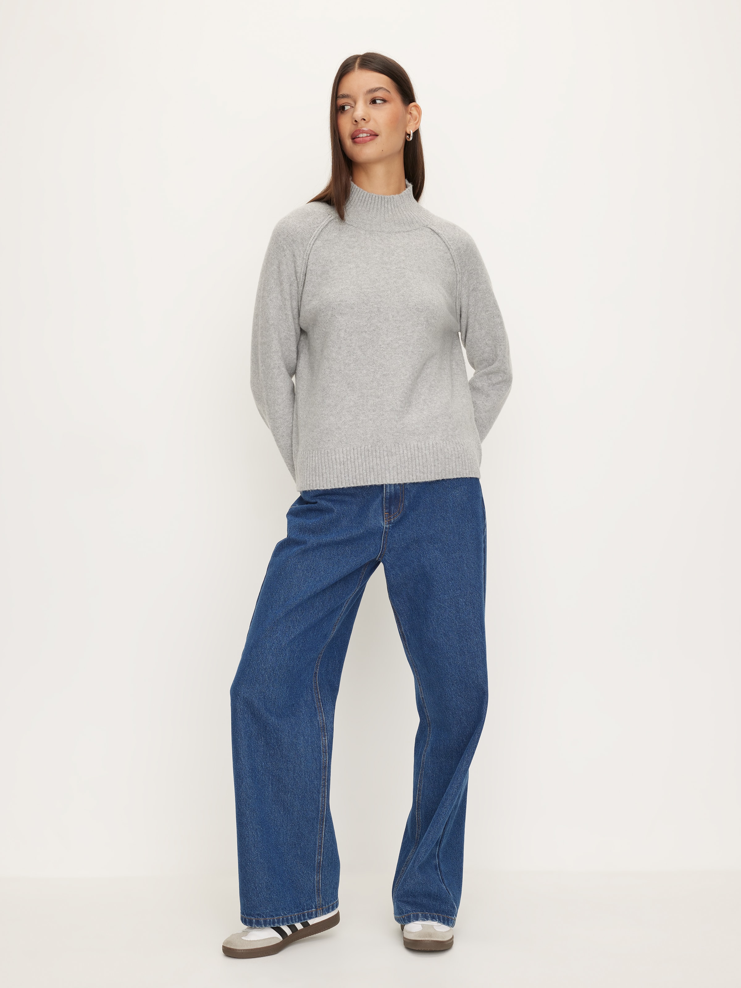 Exposed Seam Funnel Neck Knit
