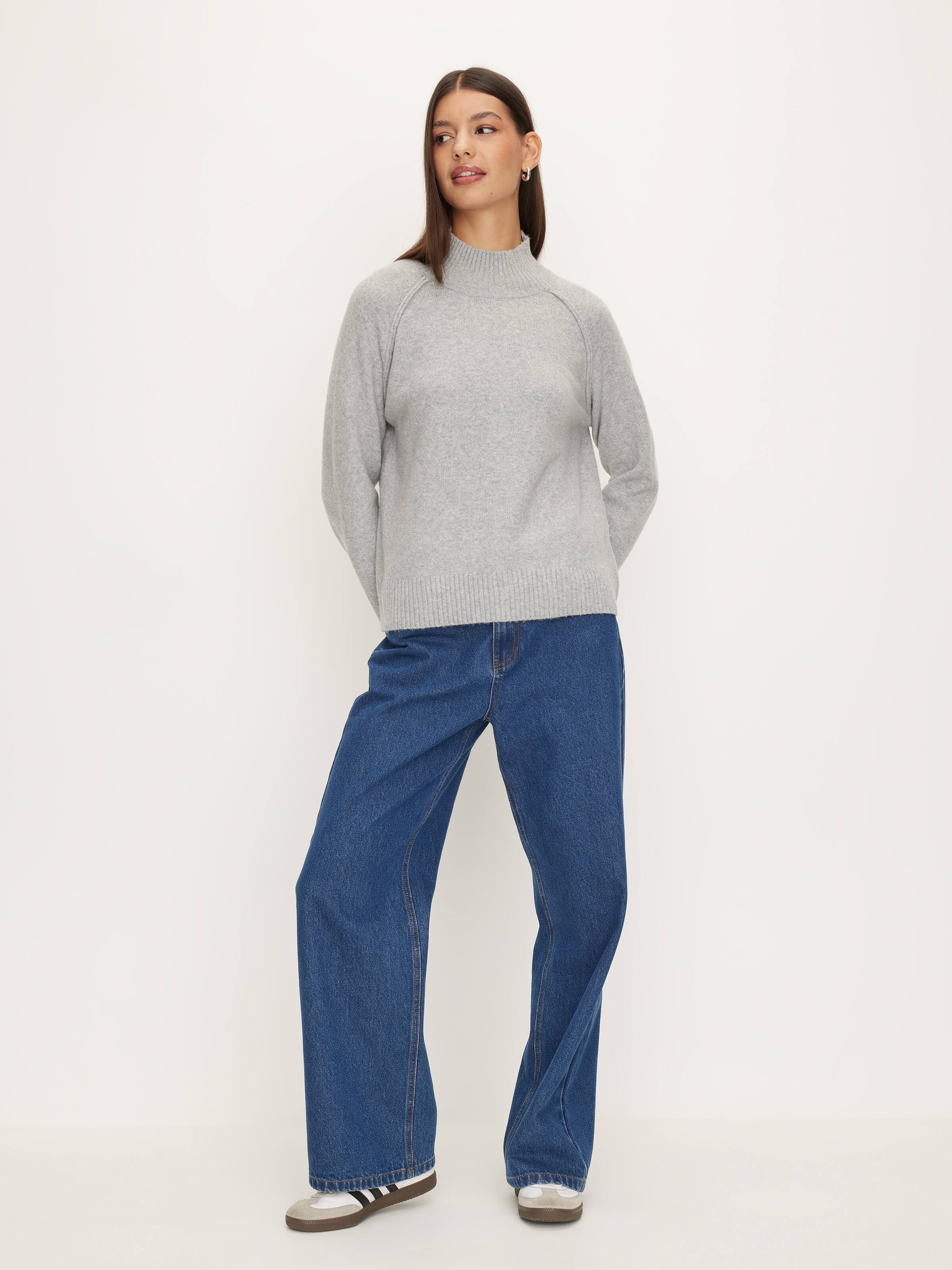 Exposed Seam Funnel Neck Knit