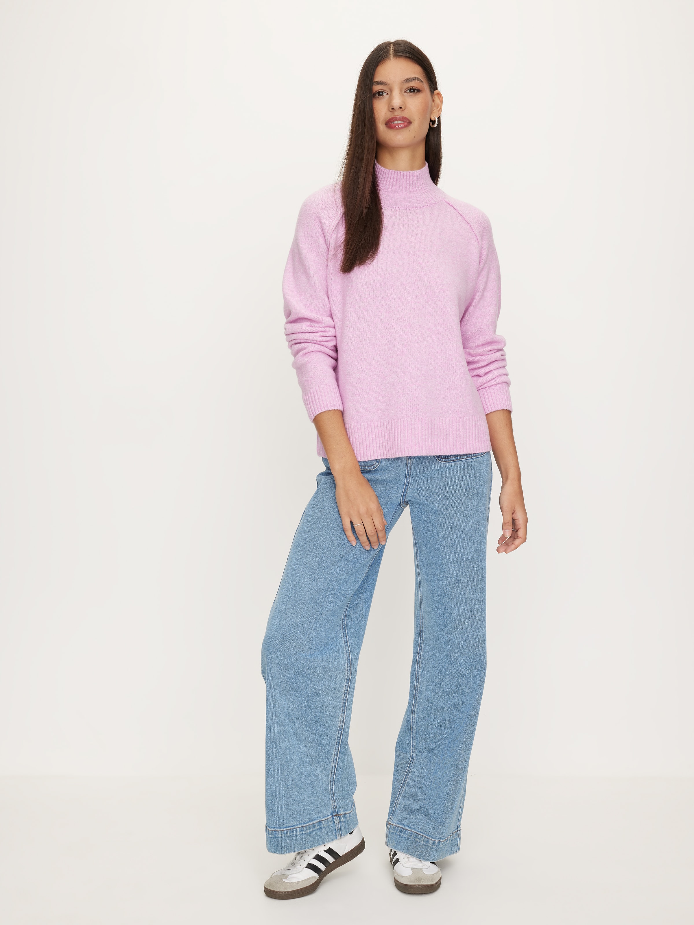 Exposed Seam Funnel Neck Knit