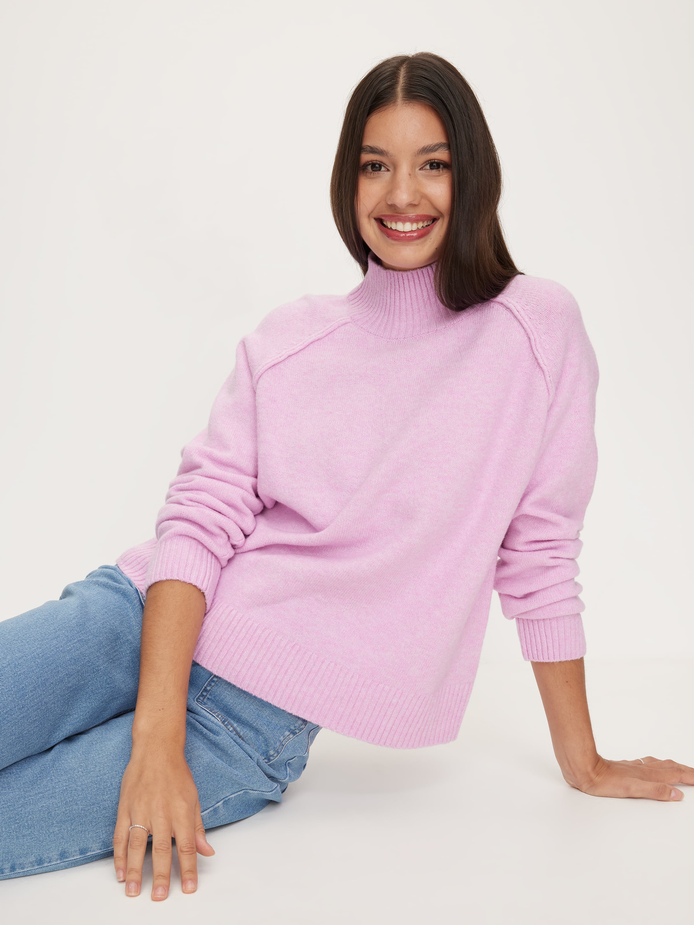 Exposed Seam Funnel Neck Knit