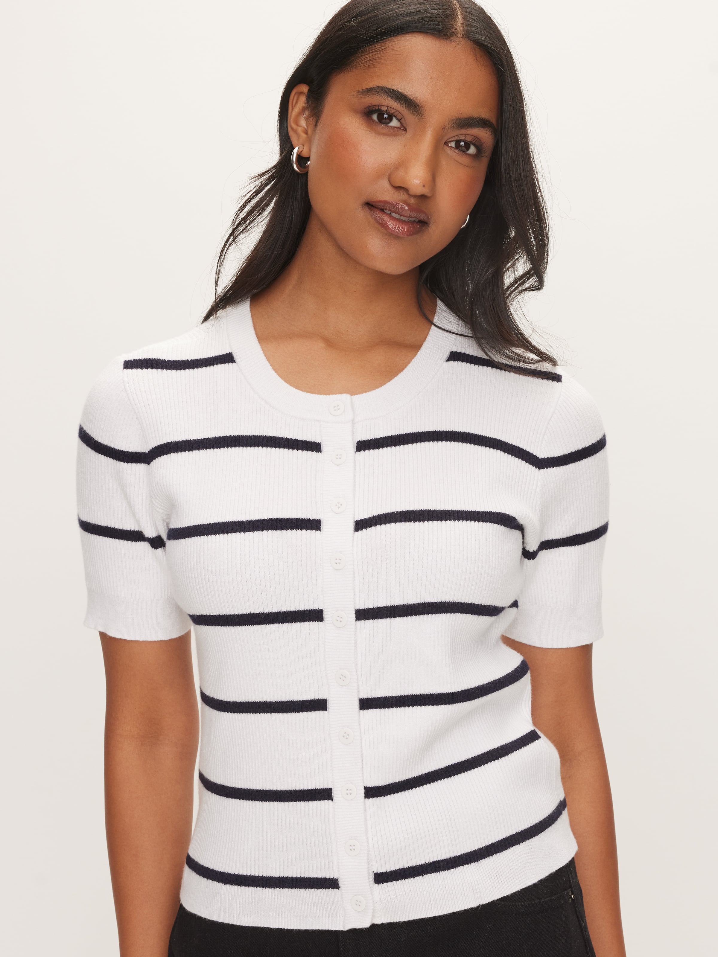 Evelyn Short Sleeve Button Down Knit