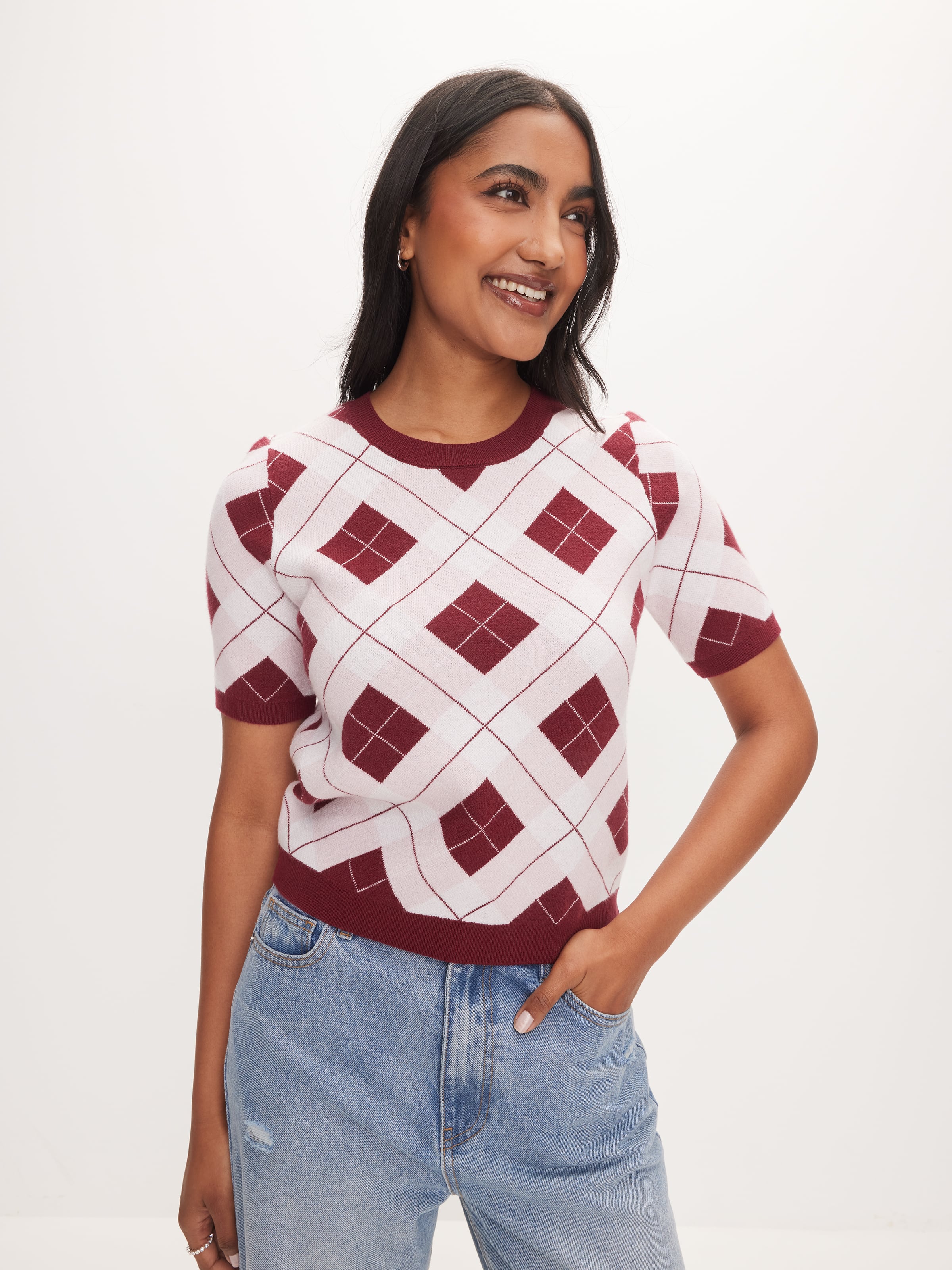 Argyle Short Sleeve Knit