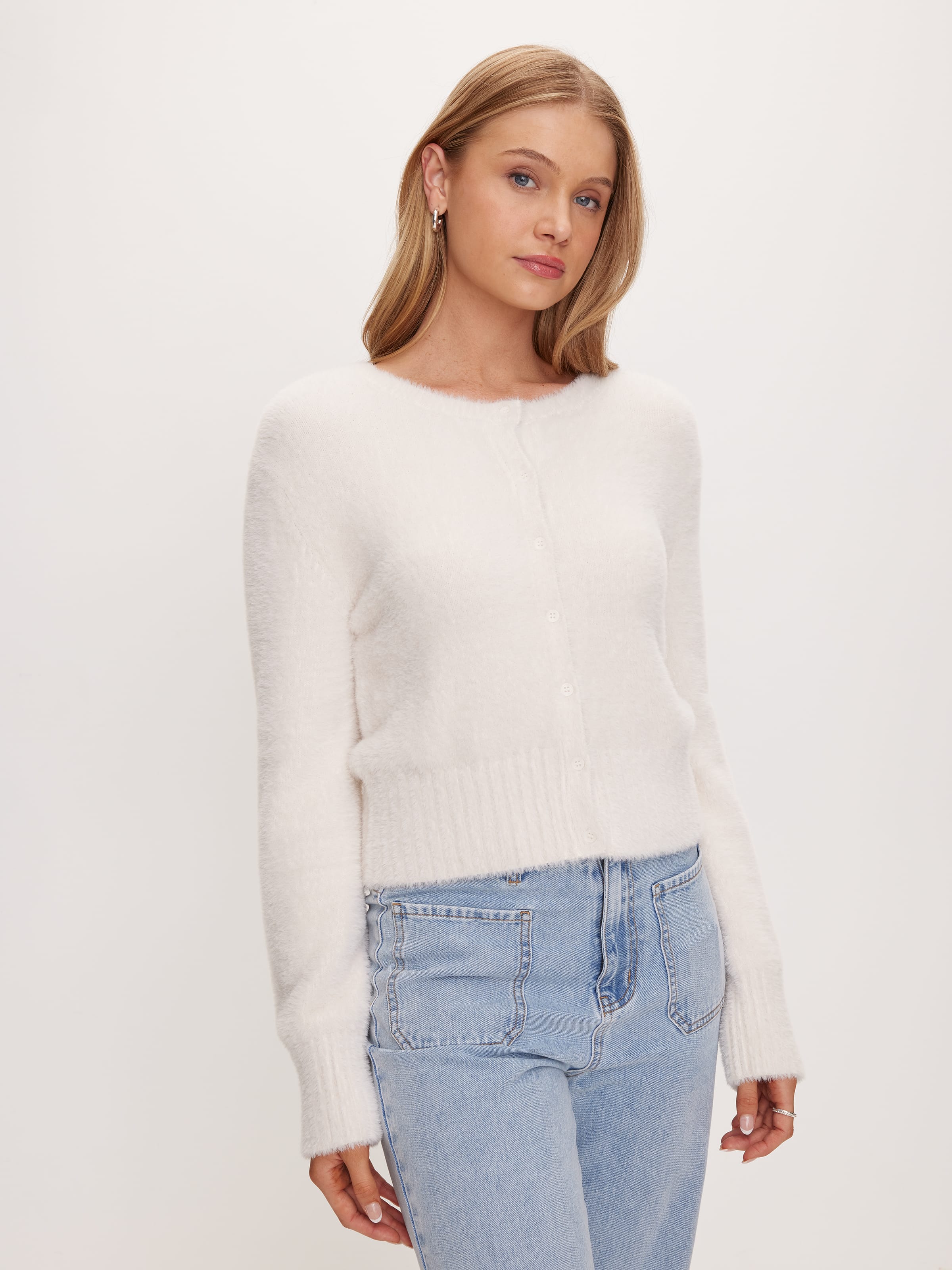 Fluffy Crop Button Down Cardi