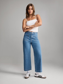 Sky Blue Fall Wide Leg High Rise Jeans – Offduty India