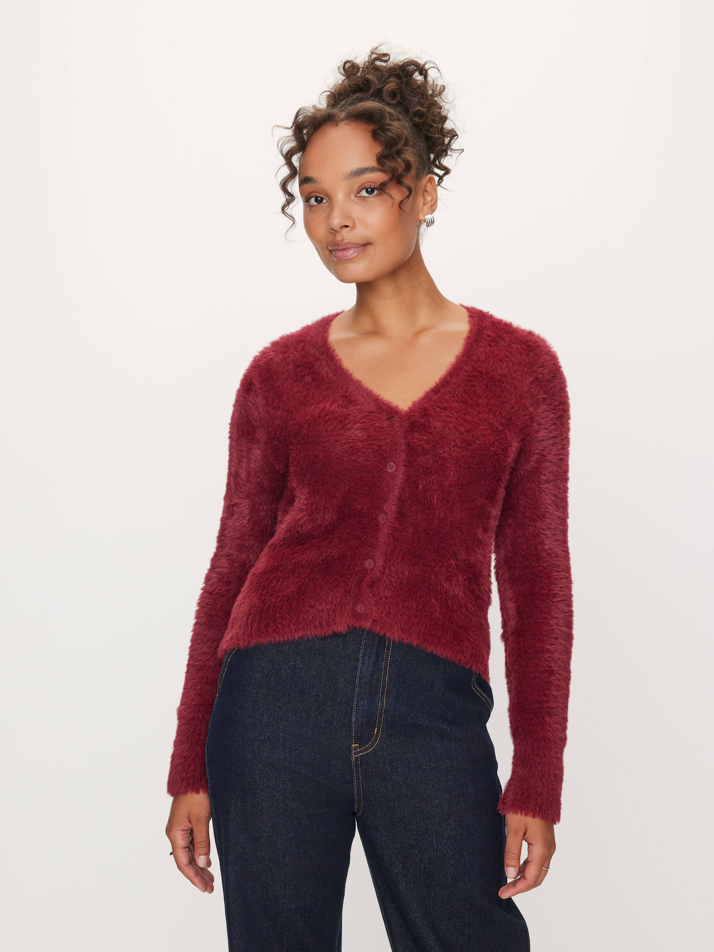 Cora V-Neck Long Sleeve Fluffy Cardi