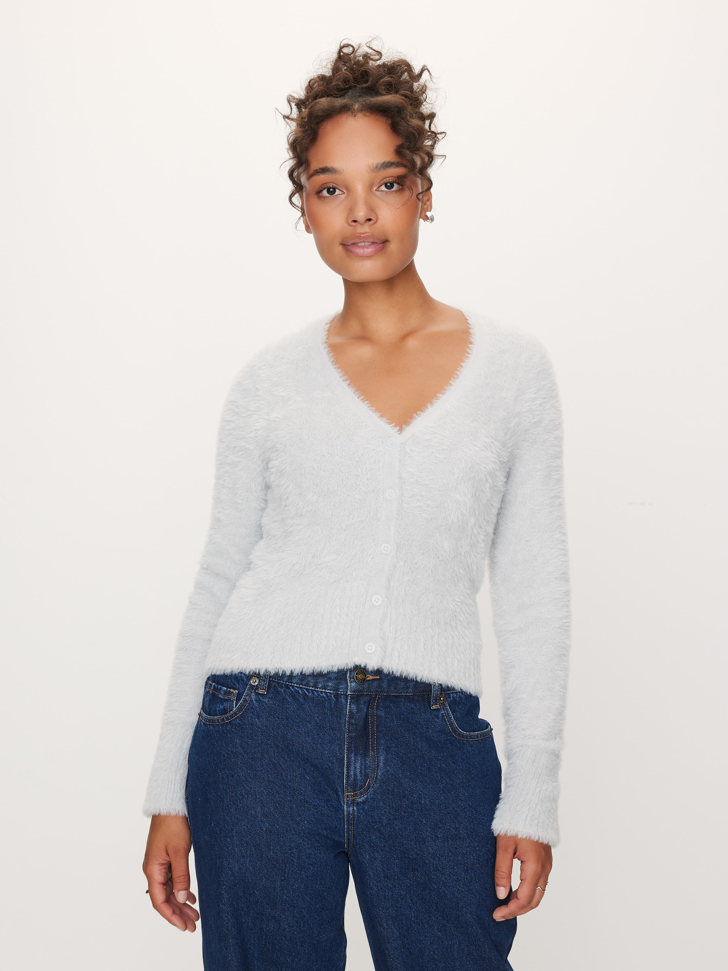 Cora V-Neck Long Sleeve Fluffy Cardi