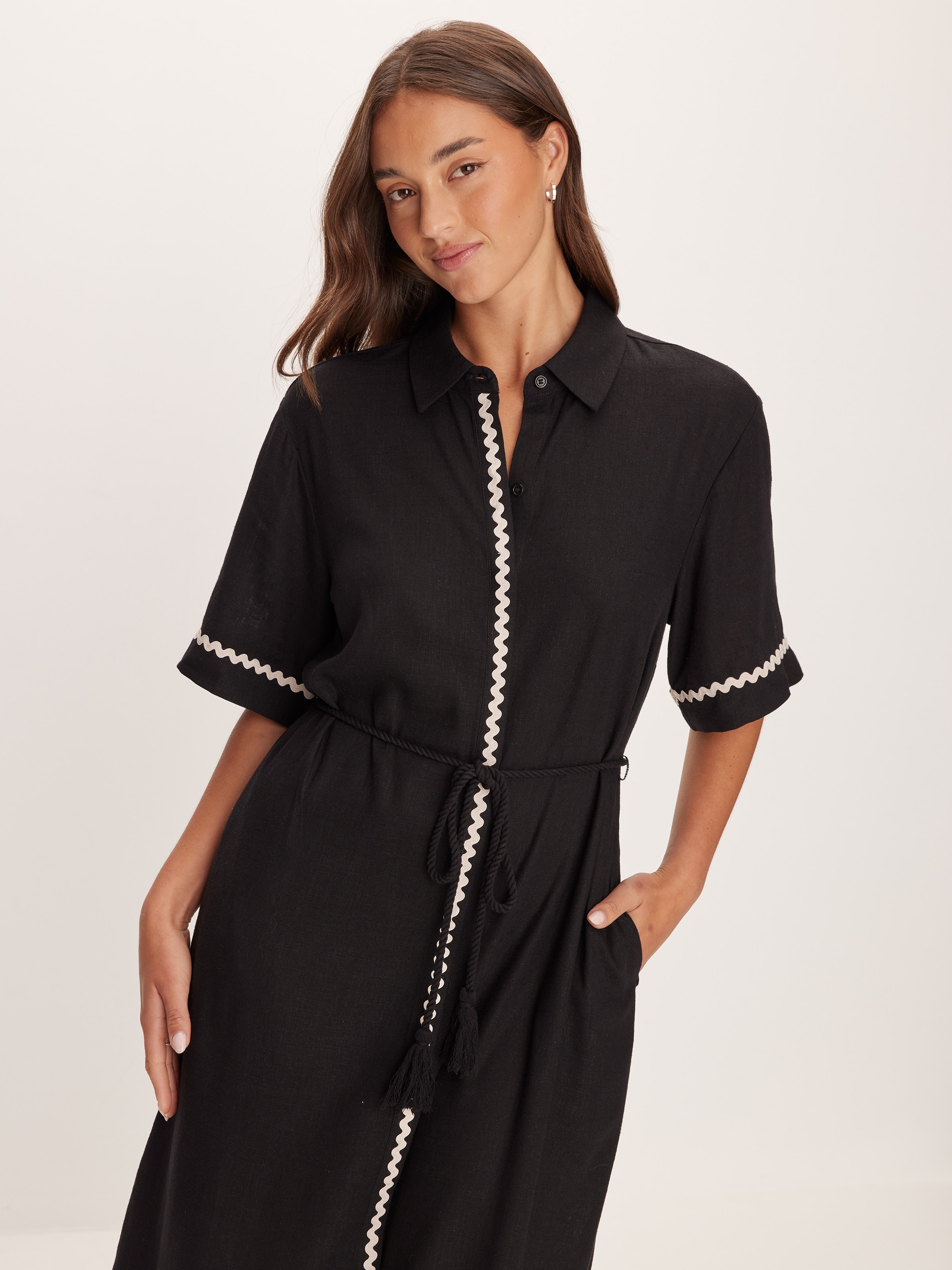 Rick Rack Shirt Midi Dress