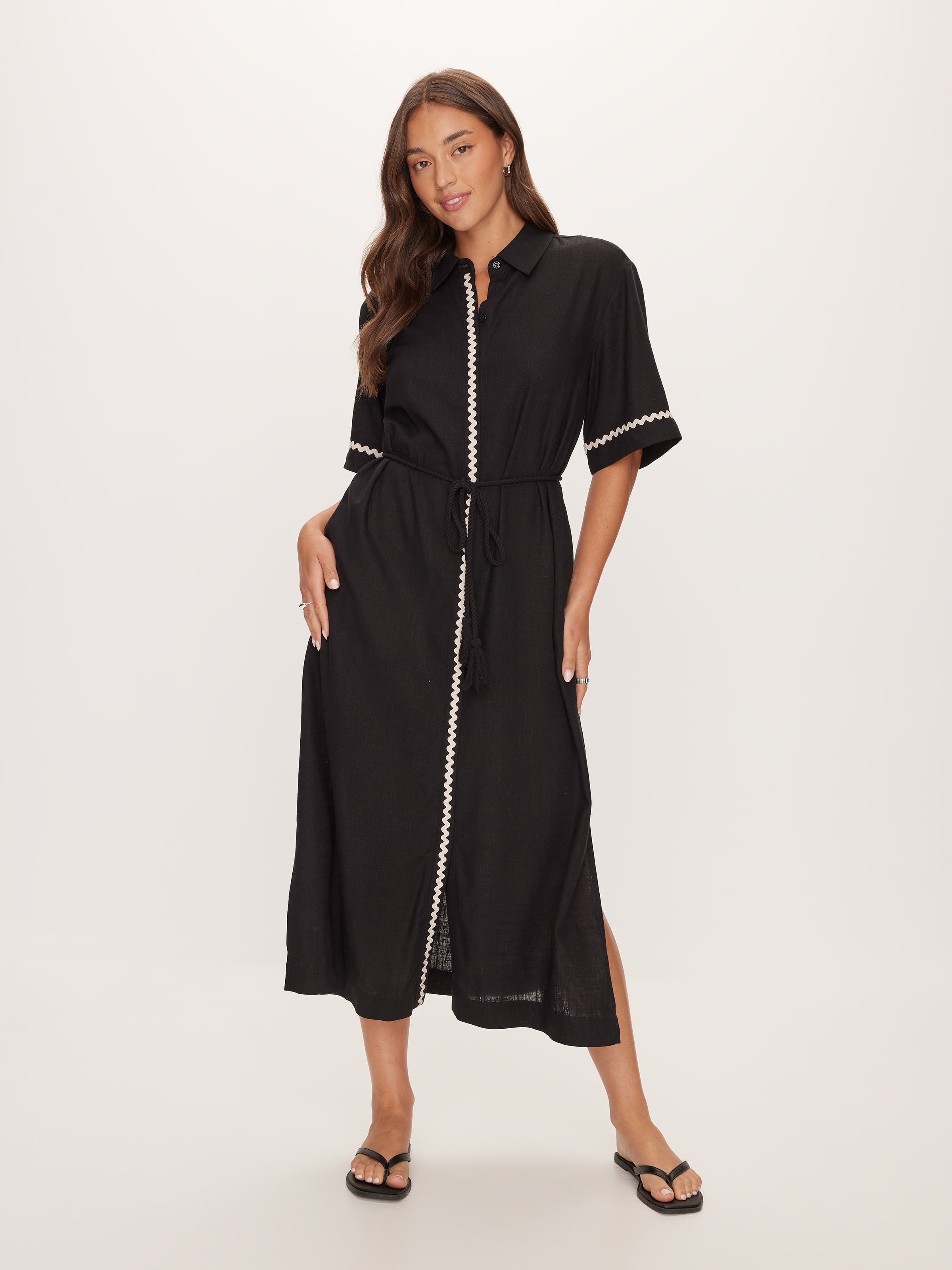 Rick Rack Shirt Midi Dress