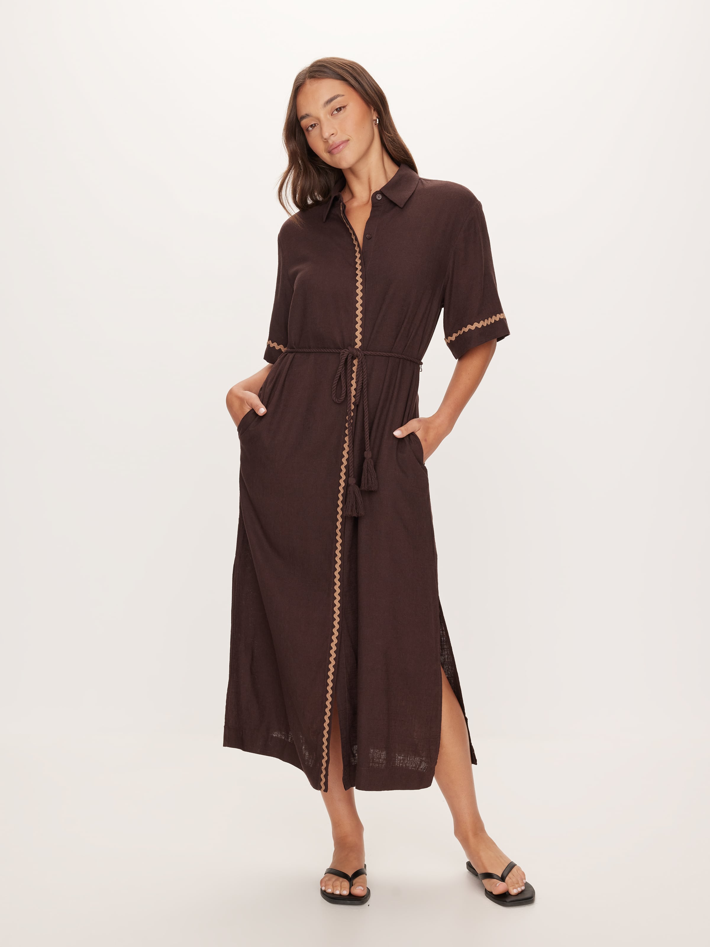 Rick Rack Shirt Midi Dress