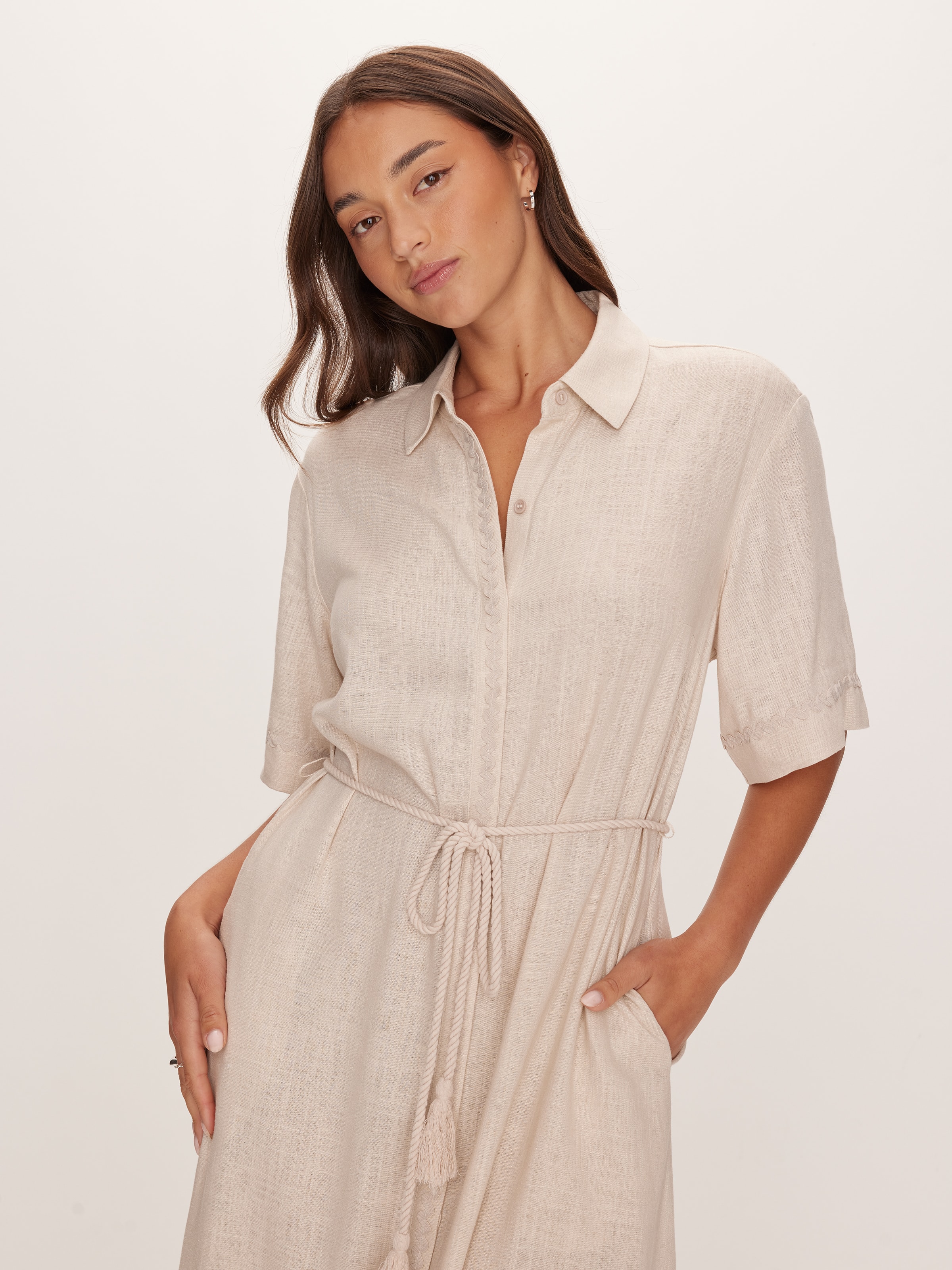 Rick Rack Shirt Midi Dress