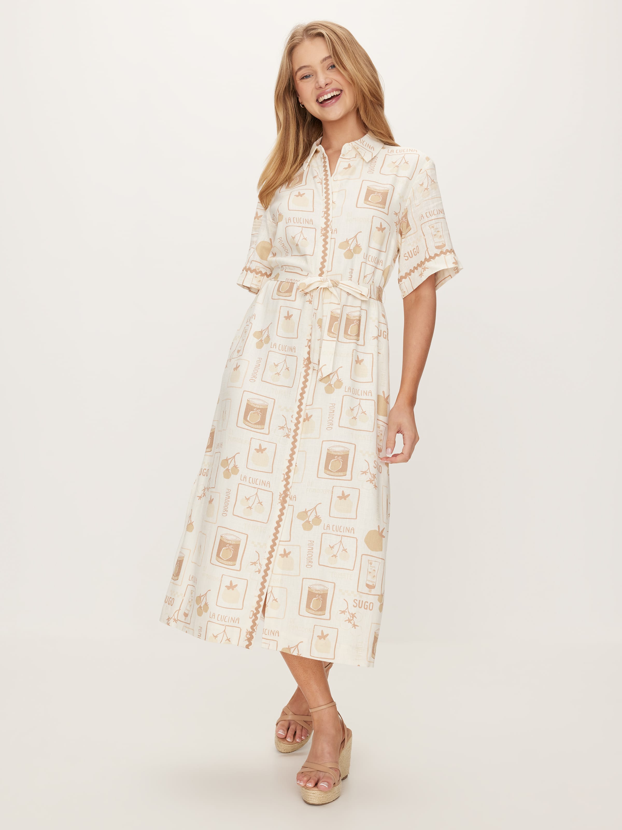 Rick Rack Shirt Midi Dress