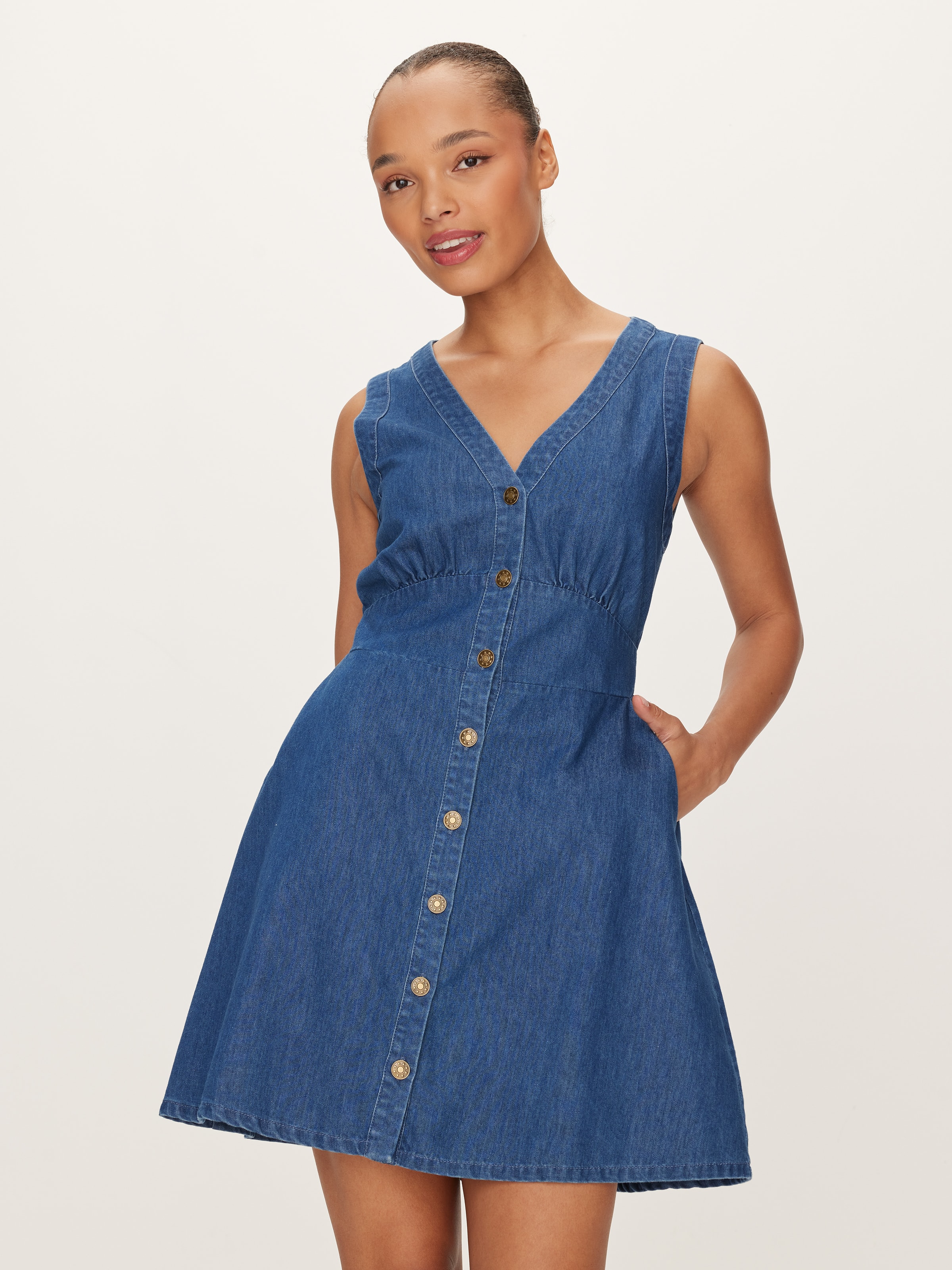 Edie Denim Button Thru Mini