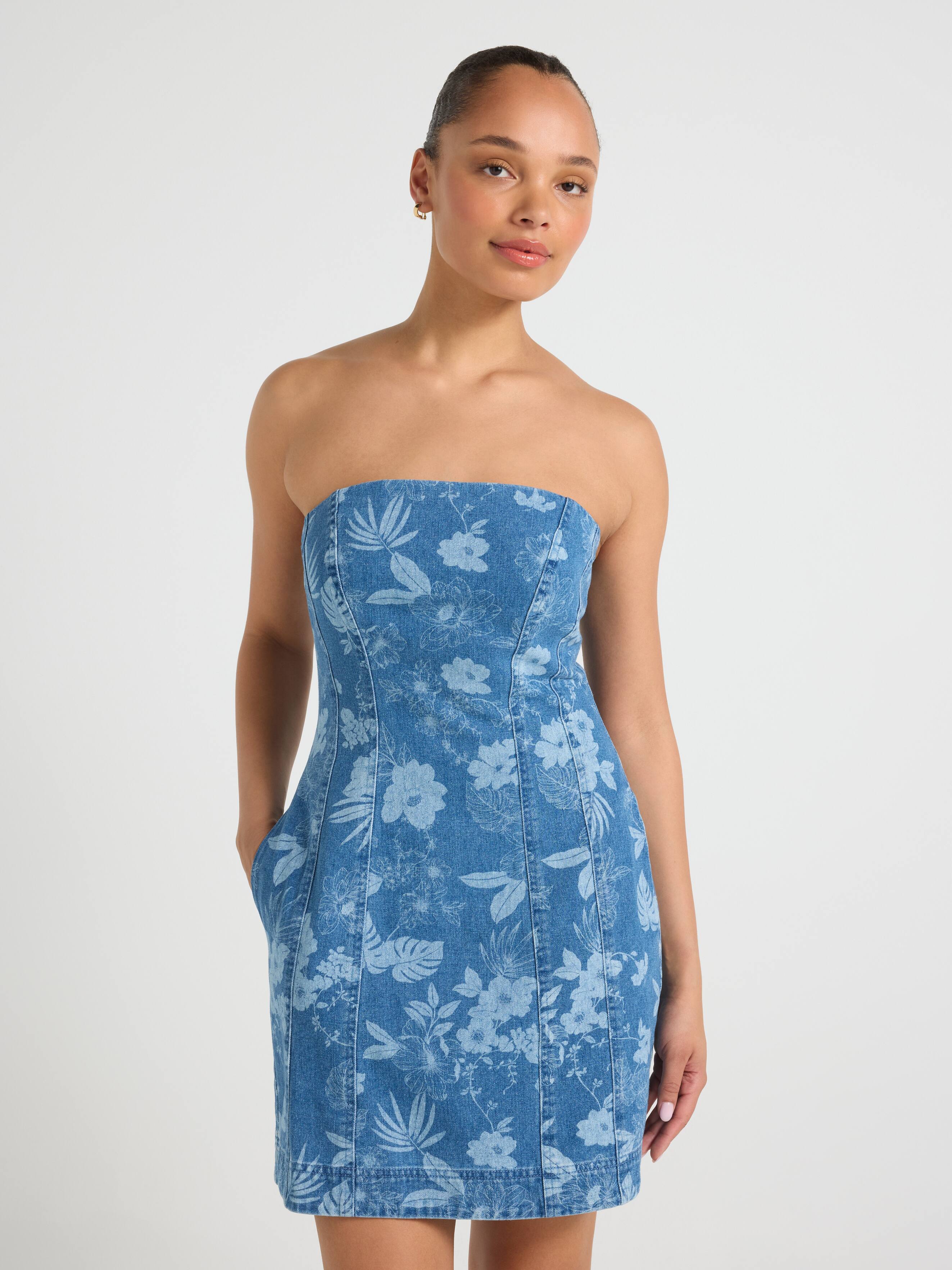 Cora Strapless Denim Mini