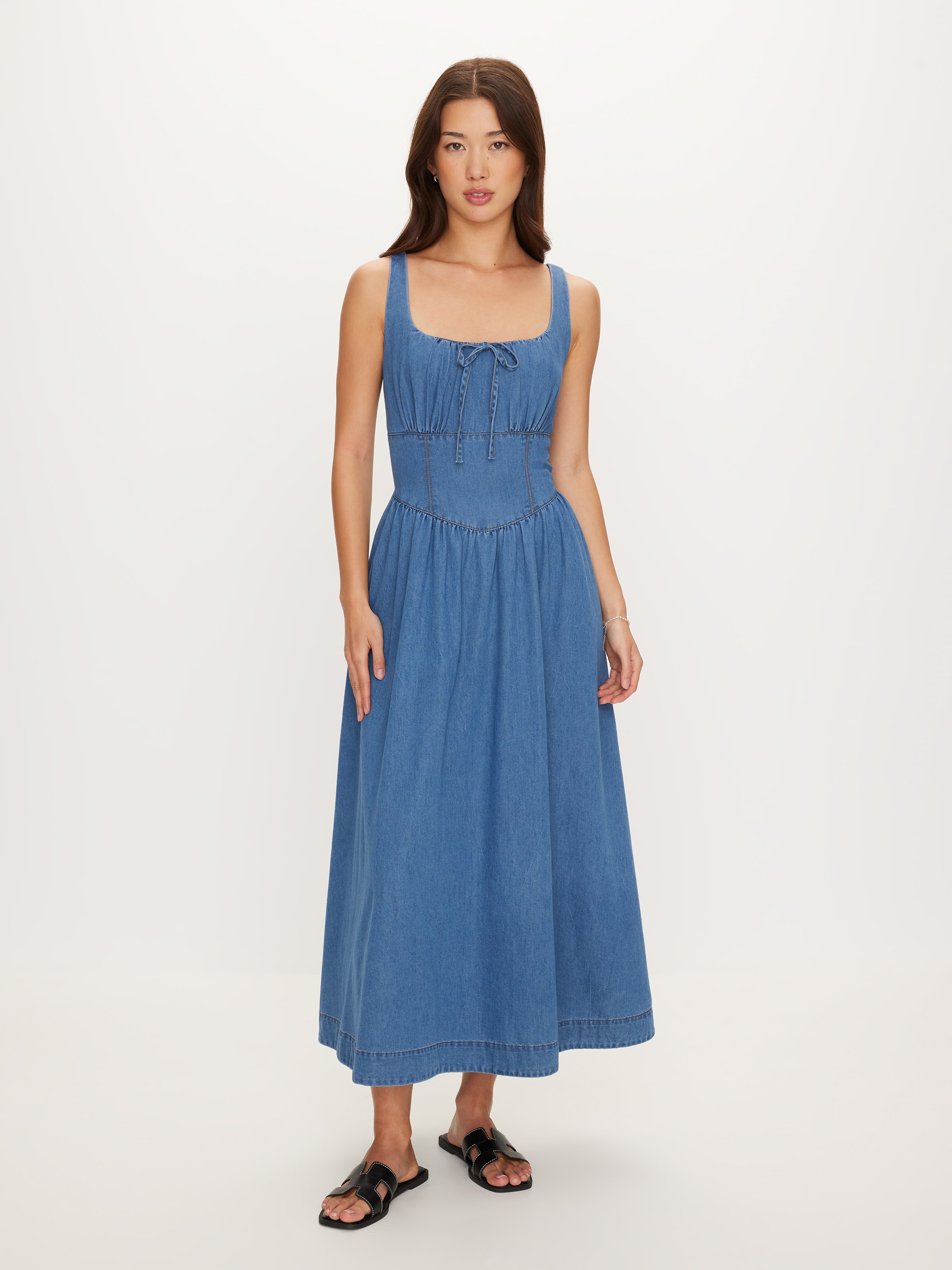Aspen Denim Corset Midi Dress