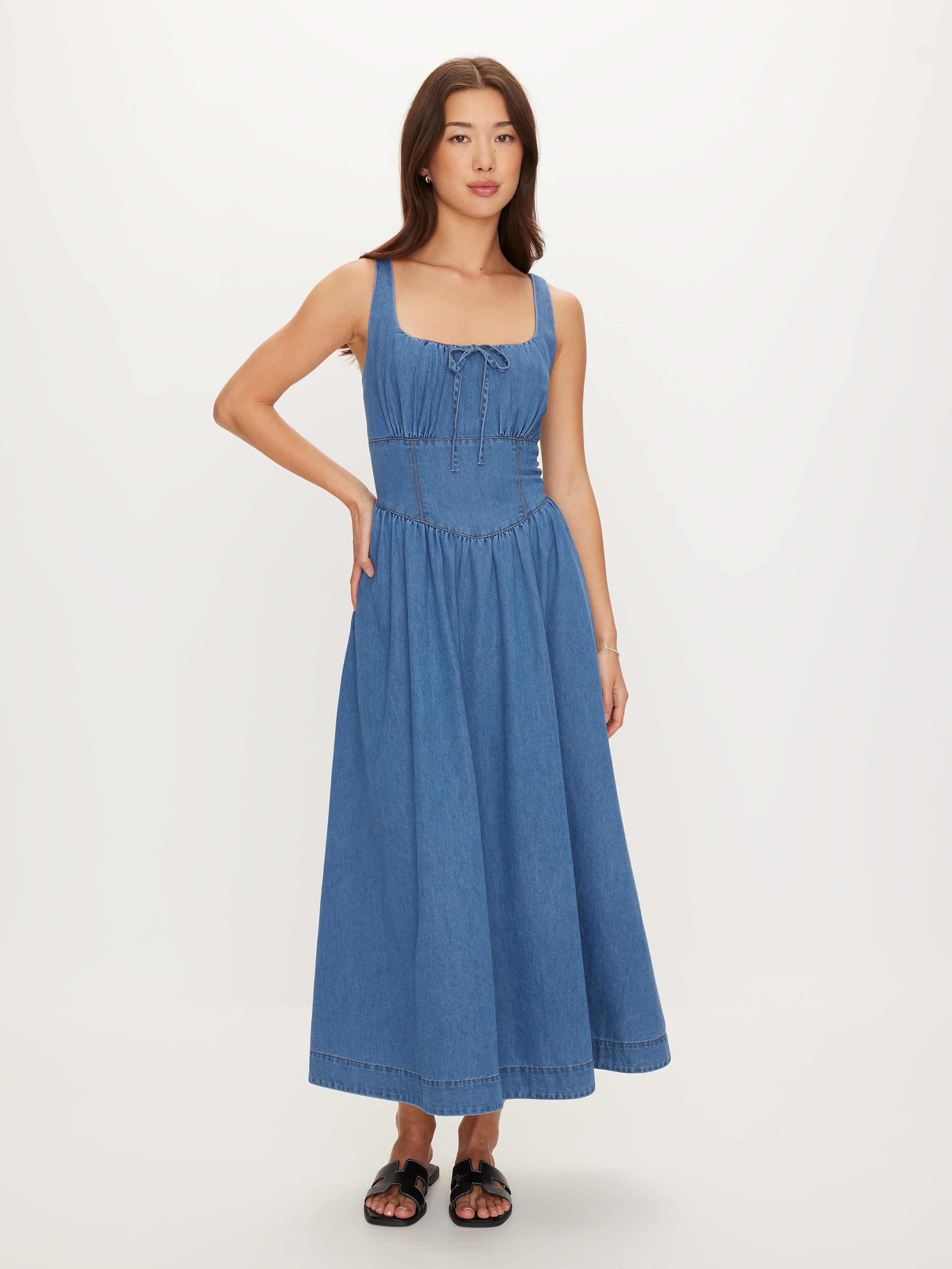 Aspen Denim Corset Midi Dress