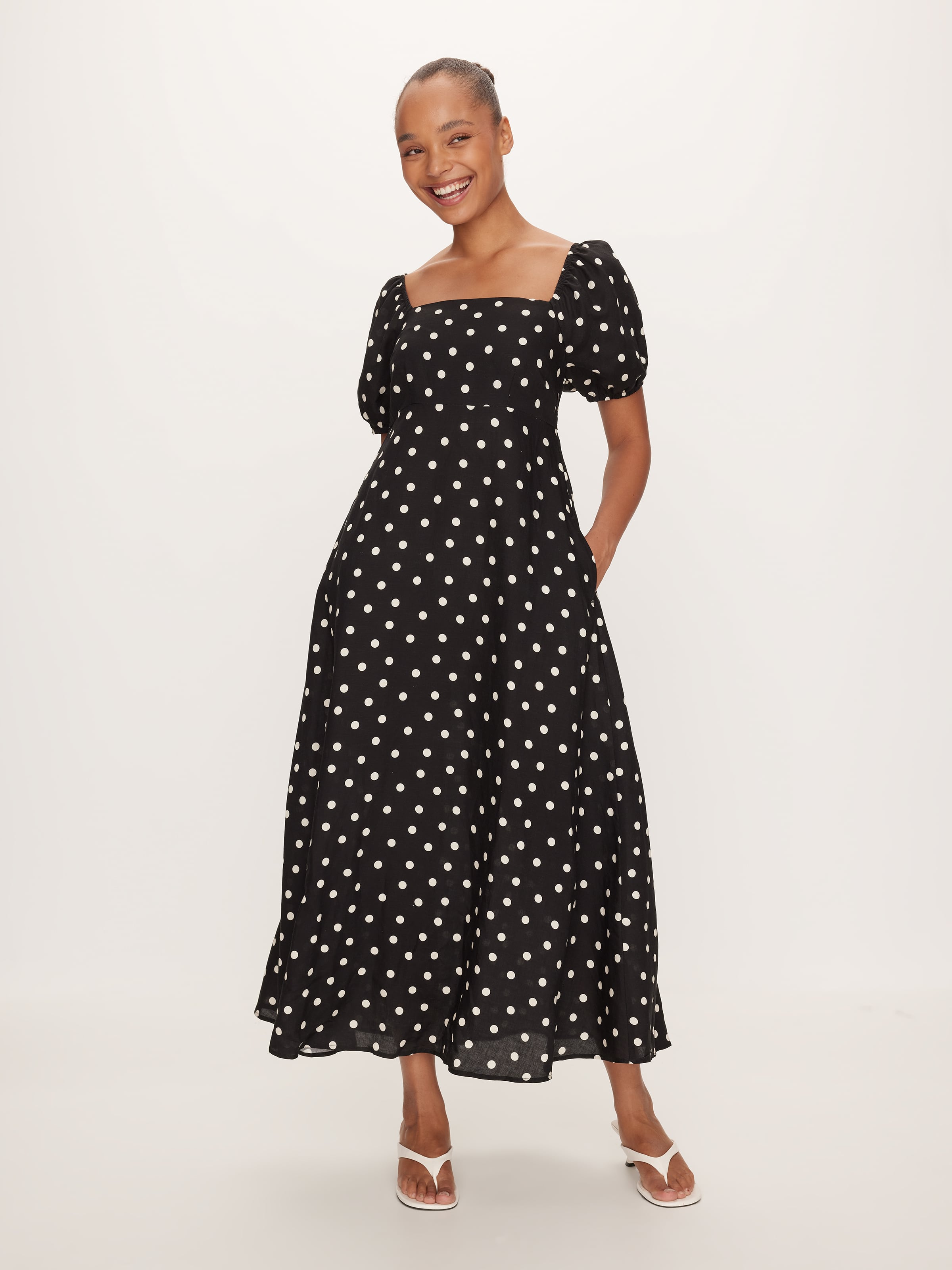 Maia Puff Sleeve Midi Dress