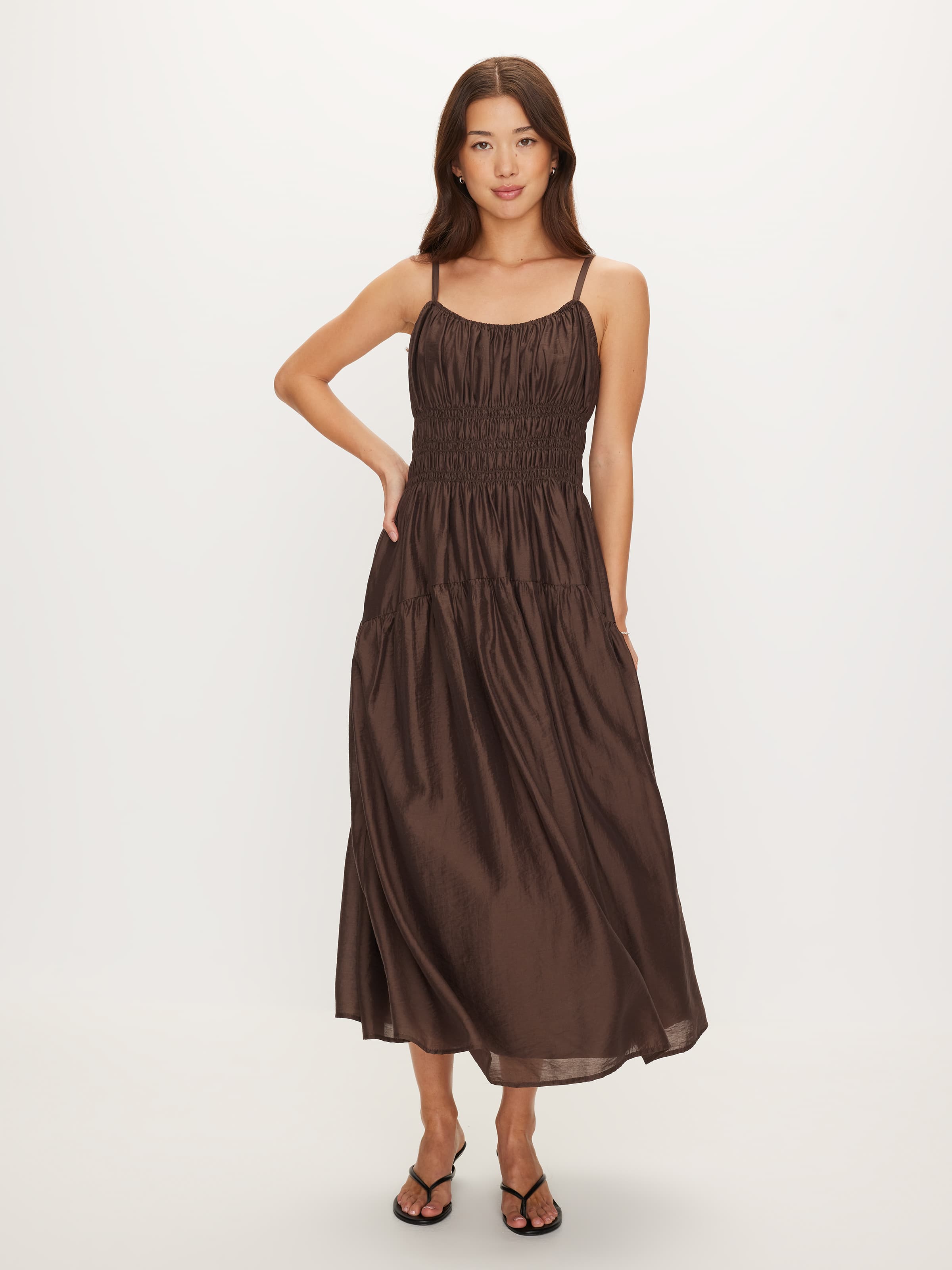 Queenie Ruched Midi Dress