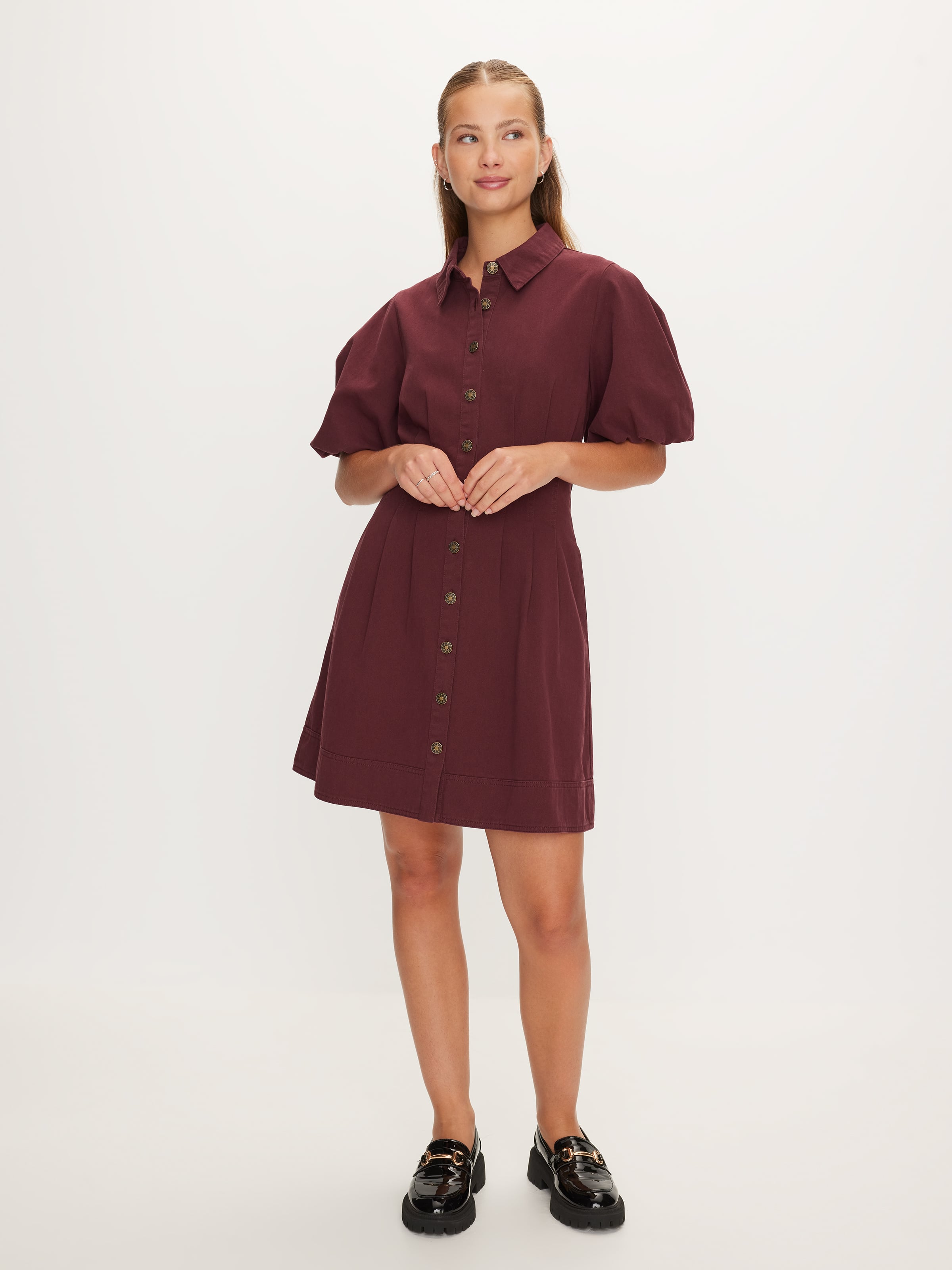 Paloma Puff Sleeve Denim Mini