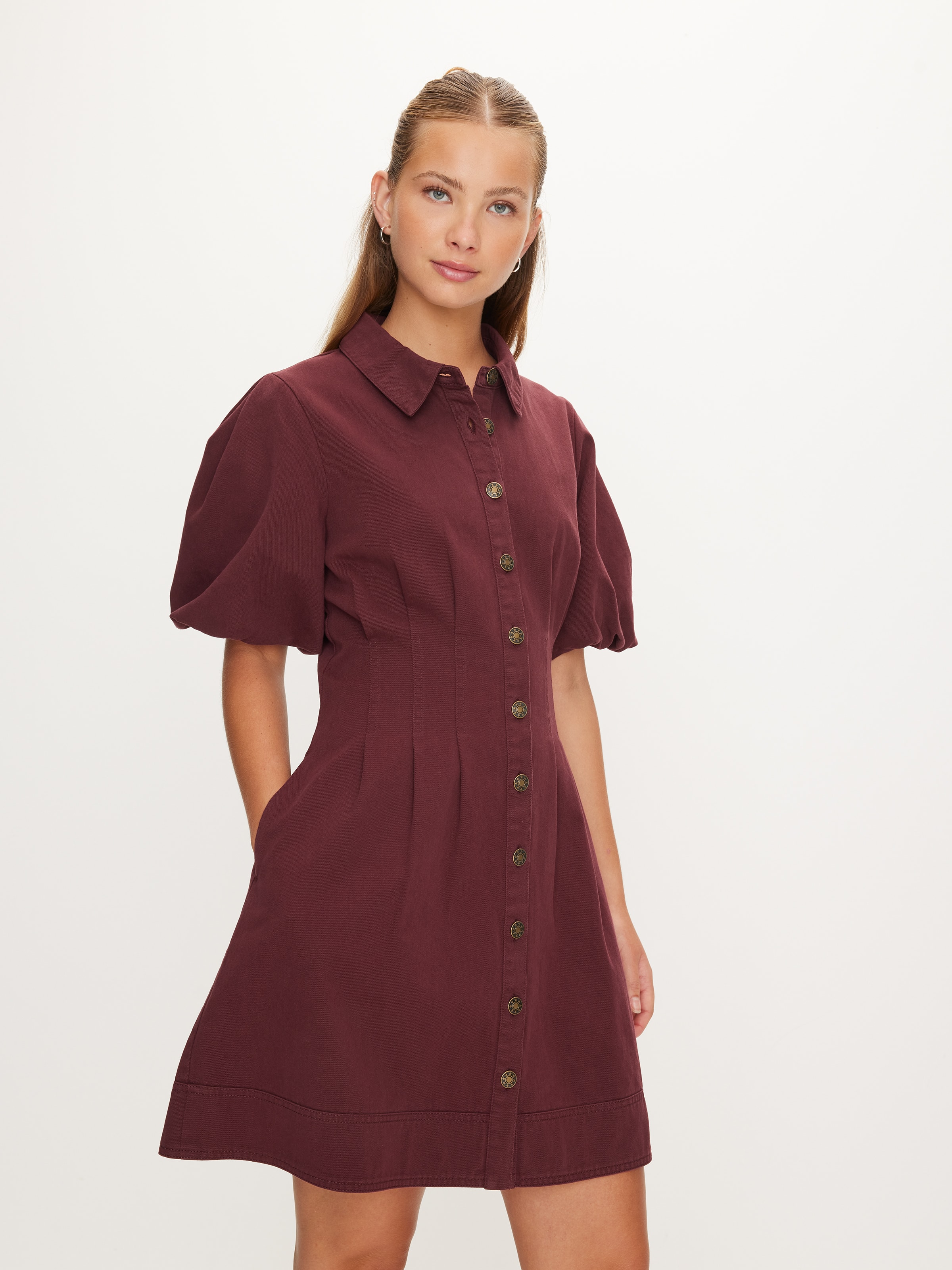 Paloma Puff Sleeve Denim Mini