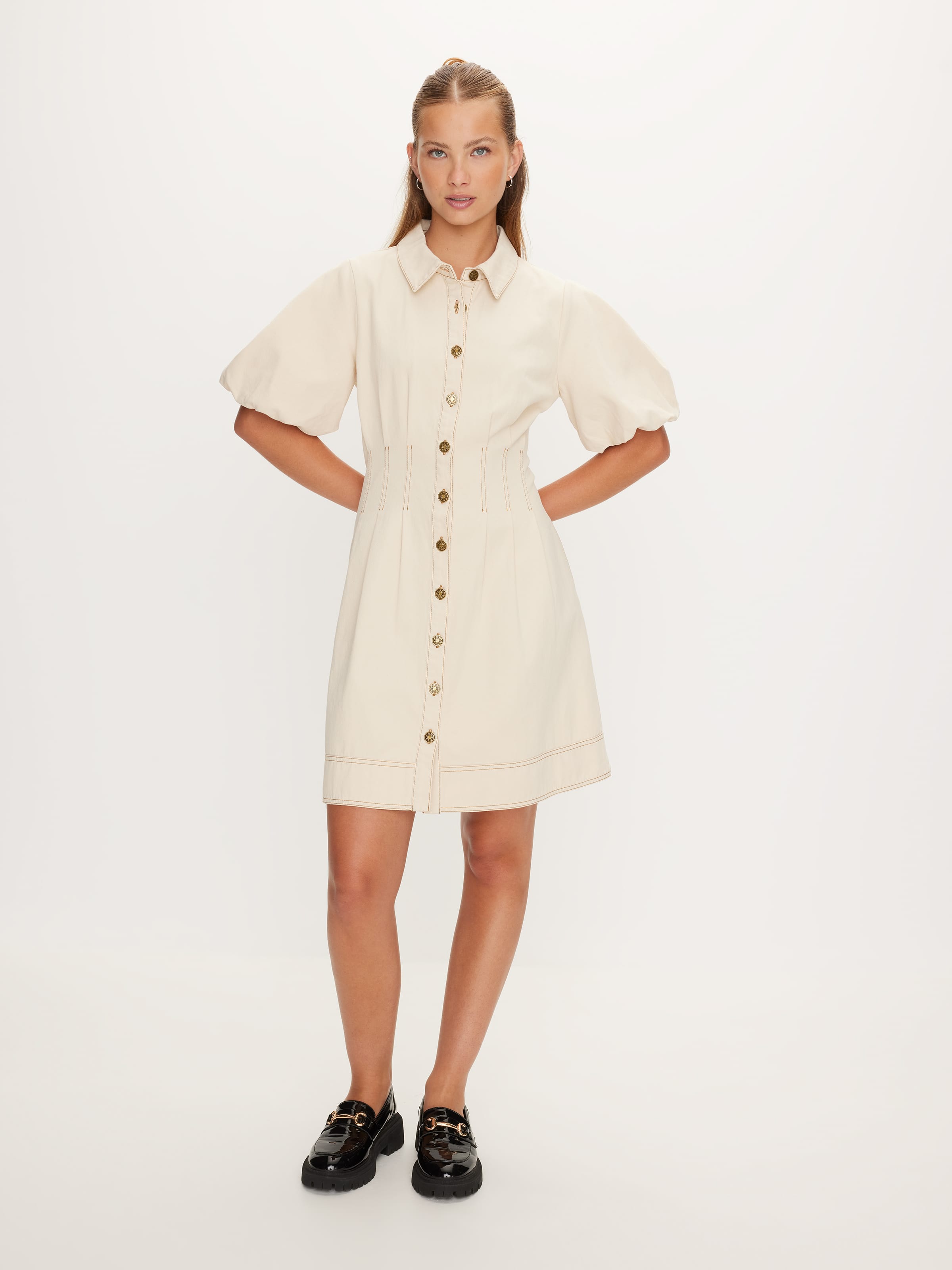 Paloma Puff Sleeve Denim Mini