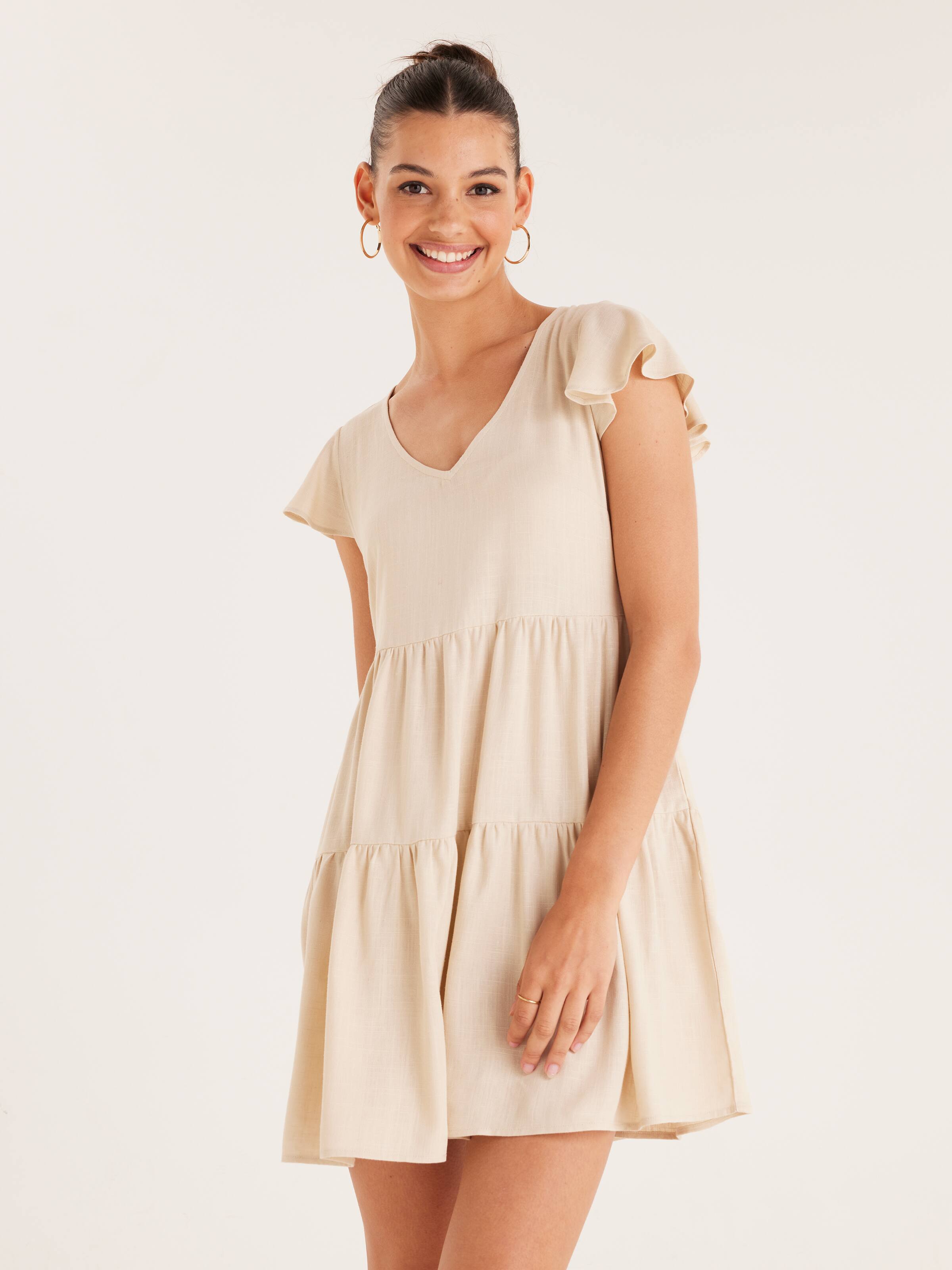 Lucy Flutter Sleeve Dress - Dotti Online