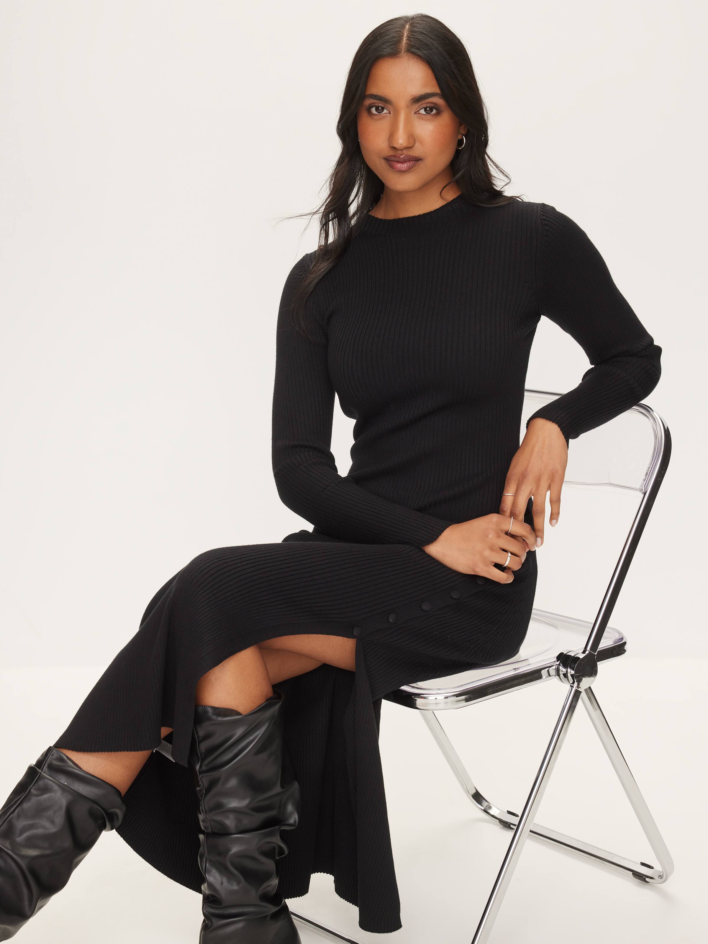 Maya Long Sleeve Knit Midi Dress