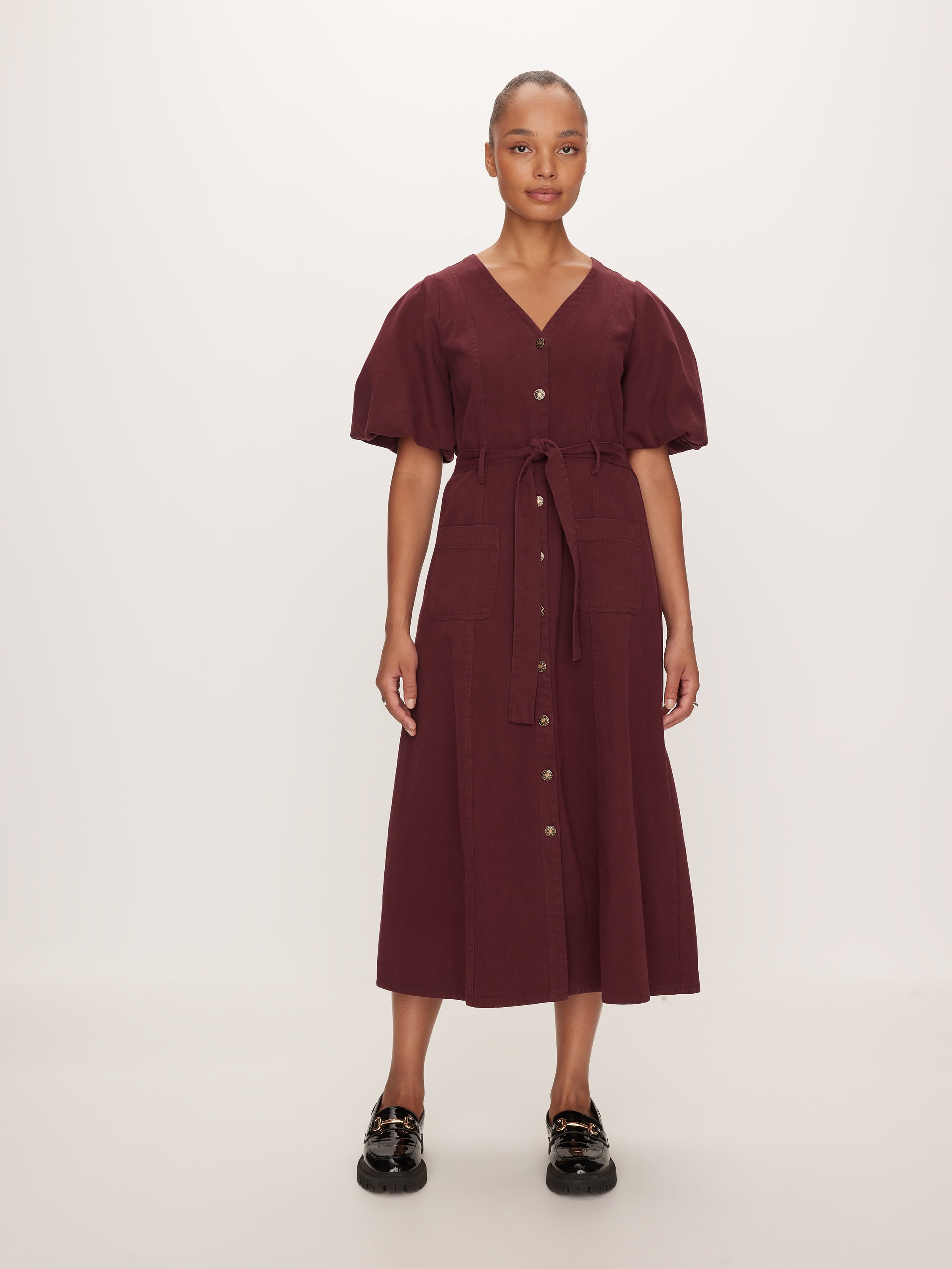 Calista Denim V-Neck Midi