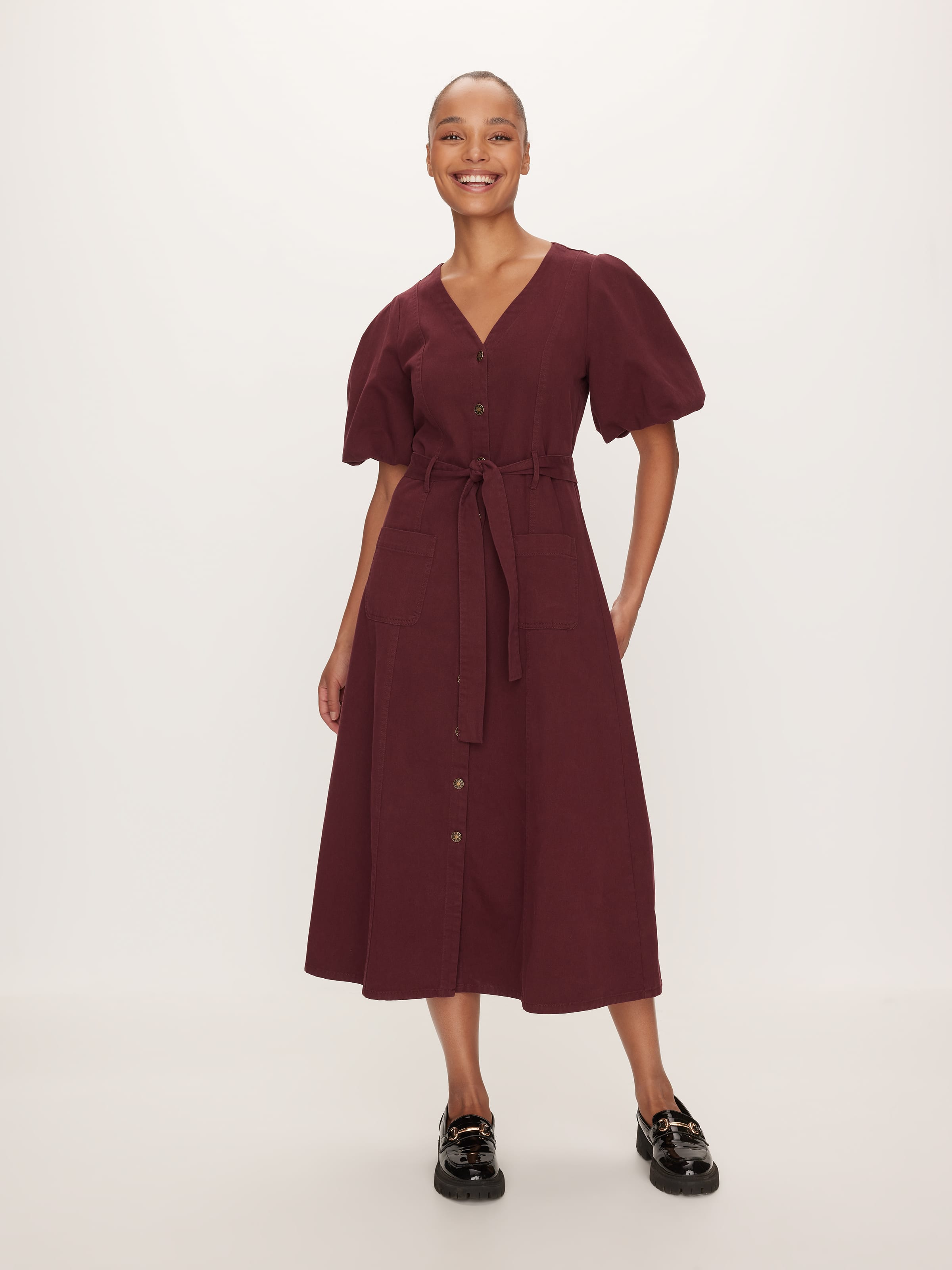 Calista Denim V-Neck Midi