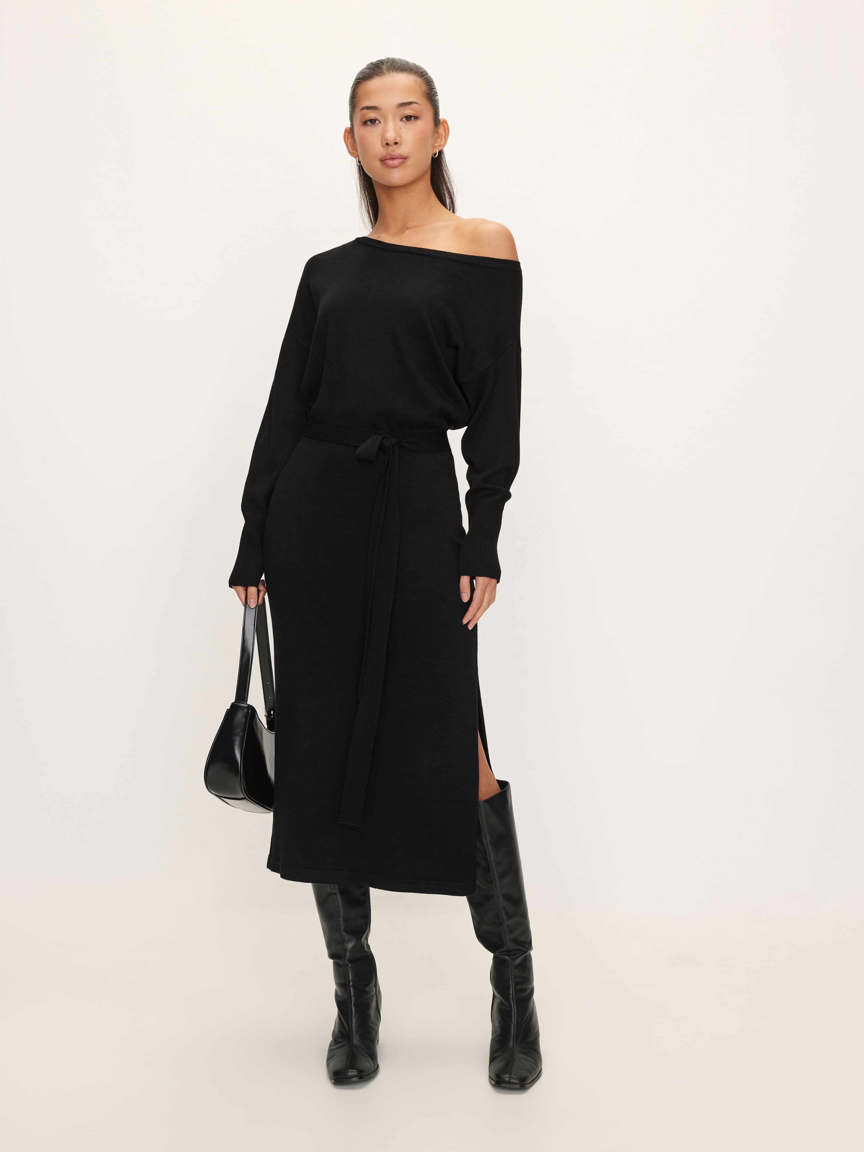 Colette Off Shoulder Knit Midi Dress