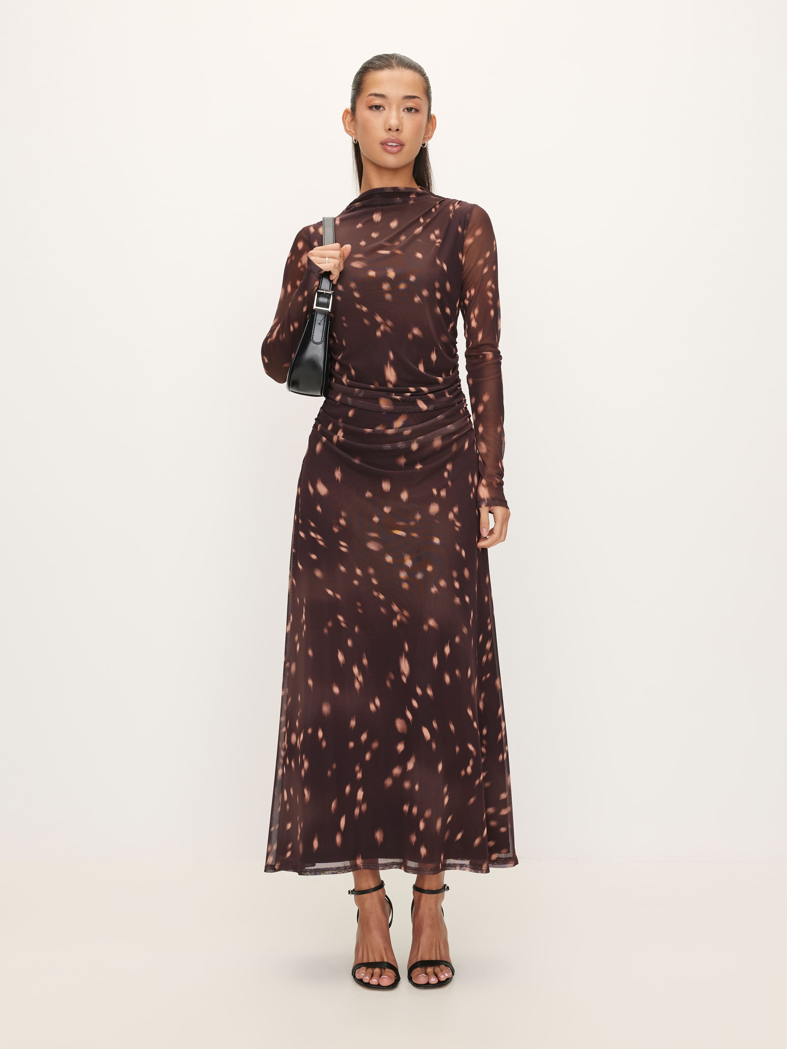 Neve Long Sleeve Mesh Midi Dress