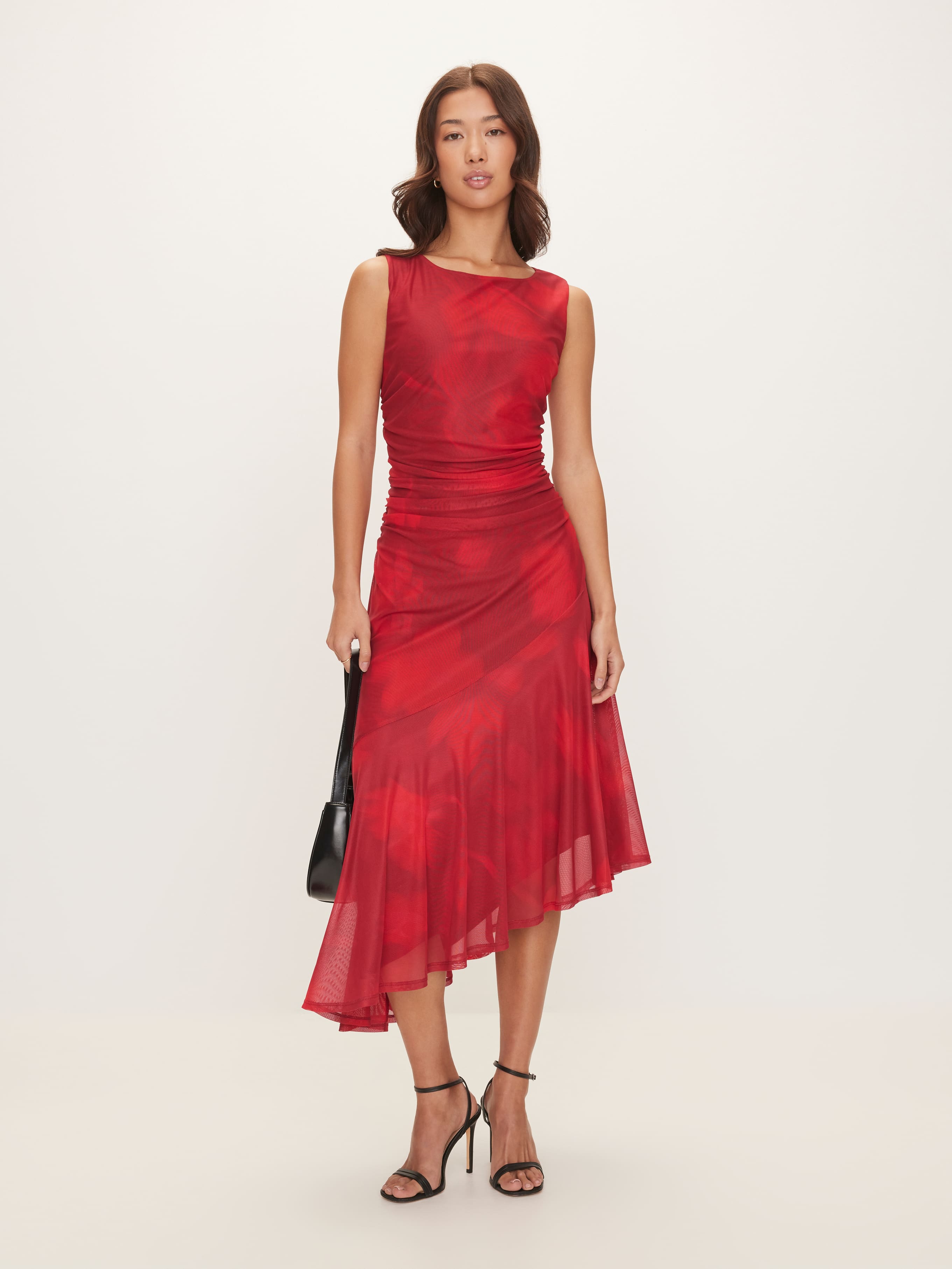 Juni Short Sleeve Mesh Midi Dress