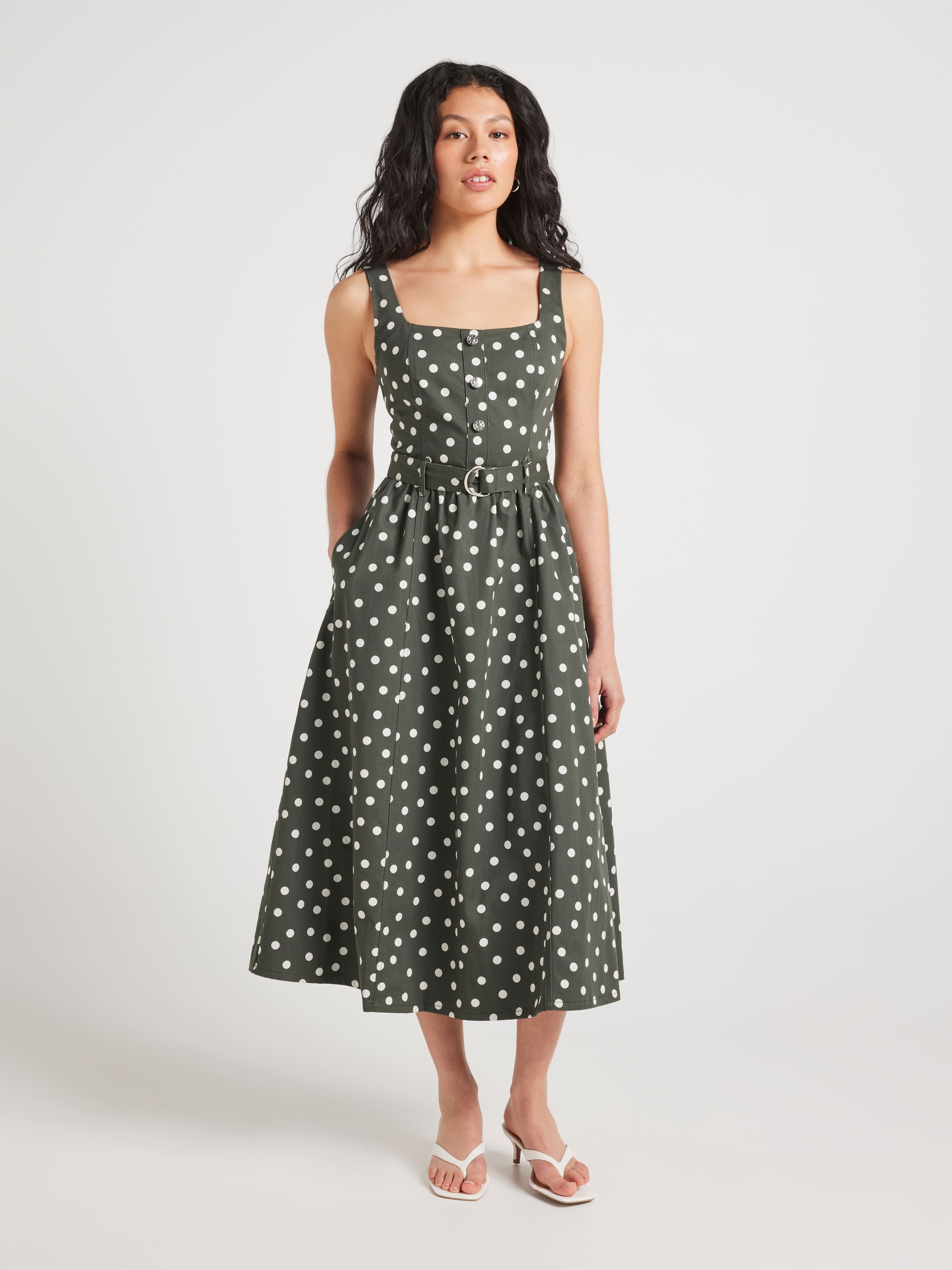Pure Denim Sleeveless Midi Dress