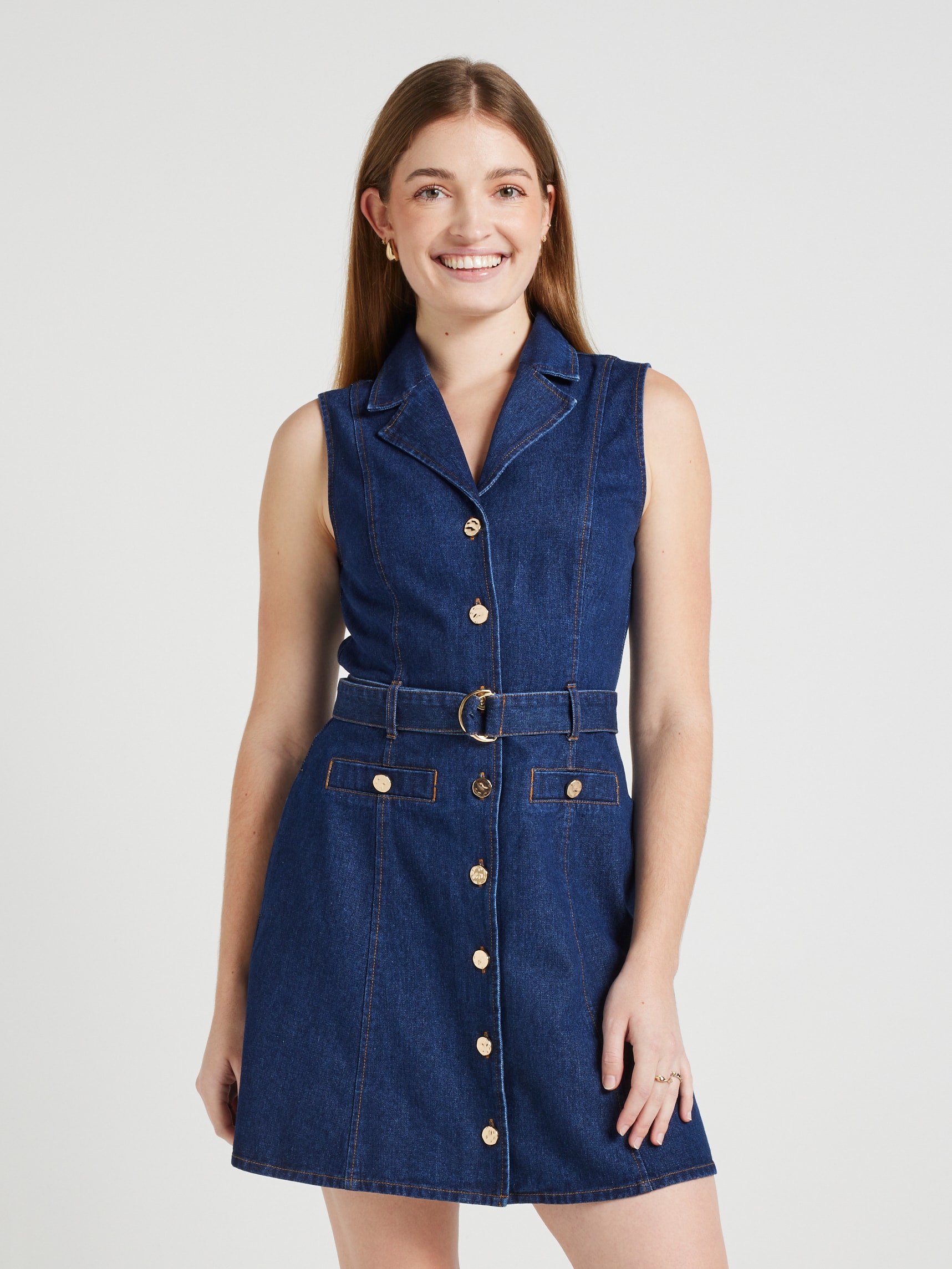 Katie Denim Collar Mini Dress