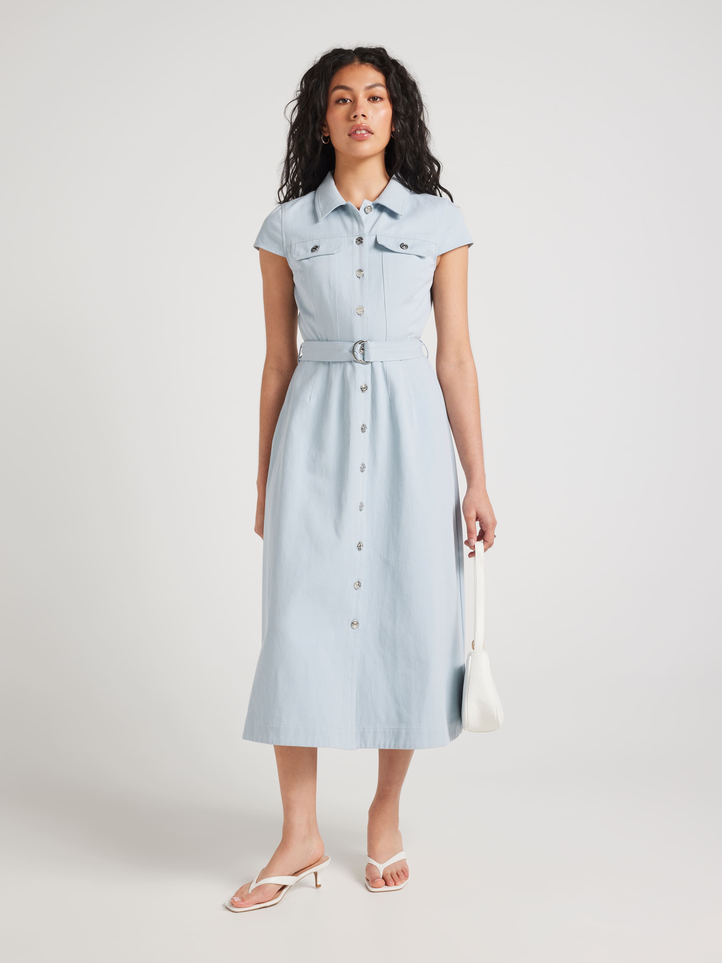 Riley Denim Short Sleeve Midi Dress