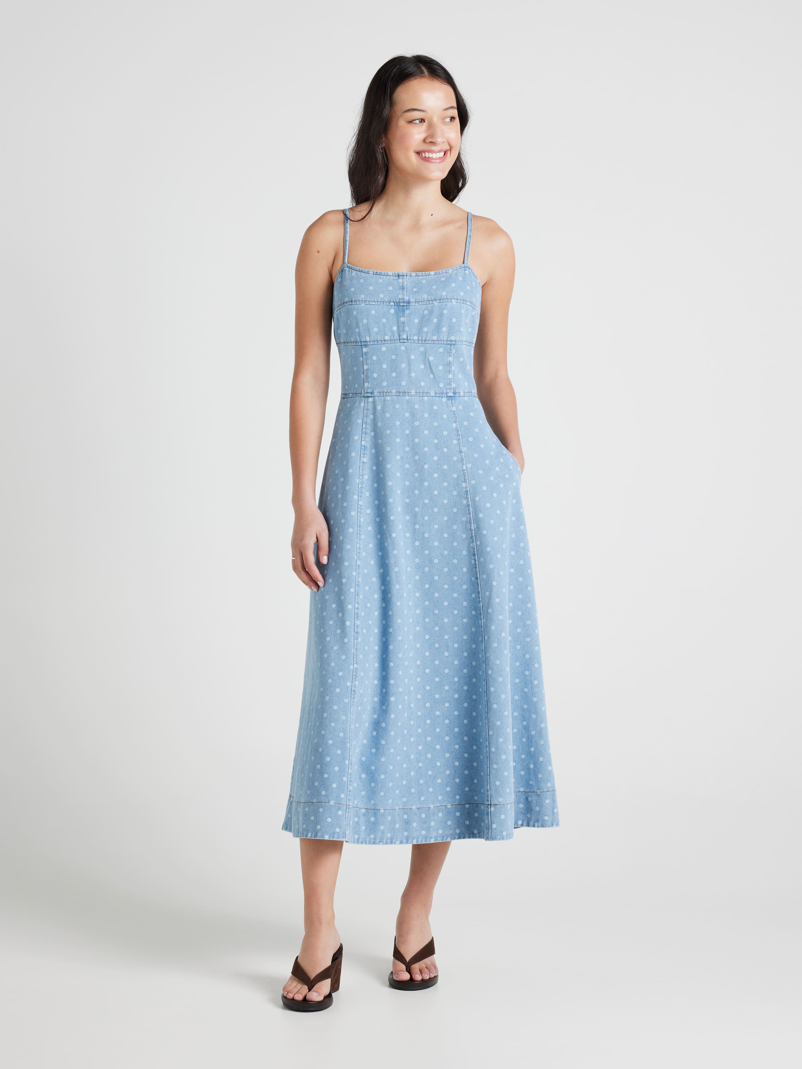 Honey Denim Strapy Midi Dress