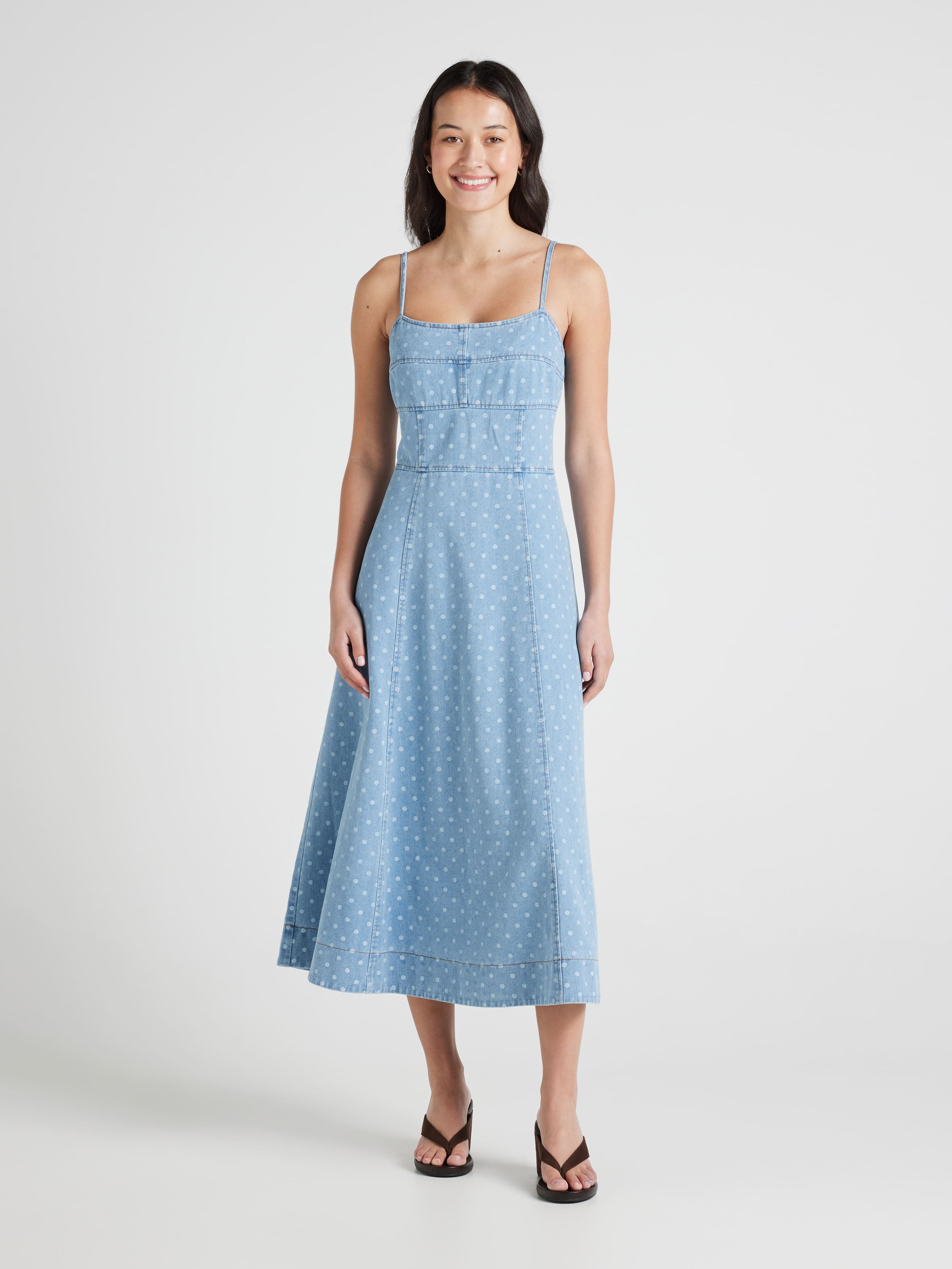 Honey Denim Strapy Midi Dress