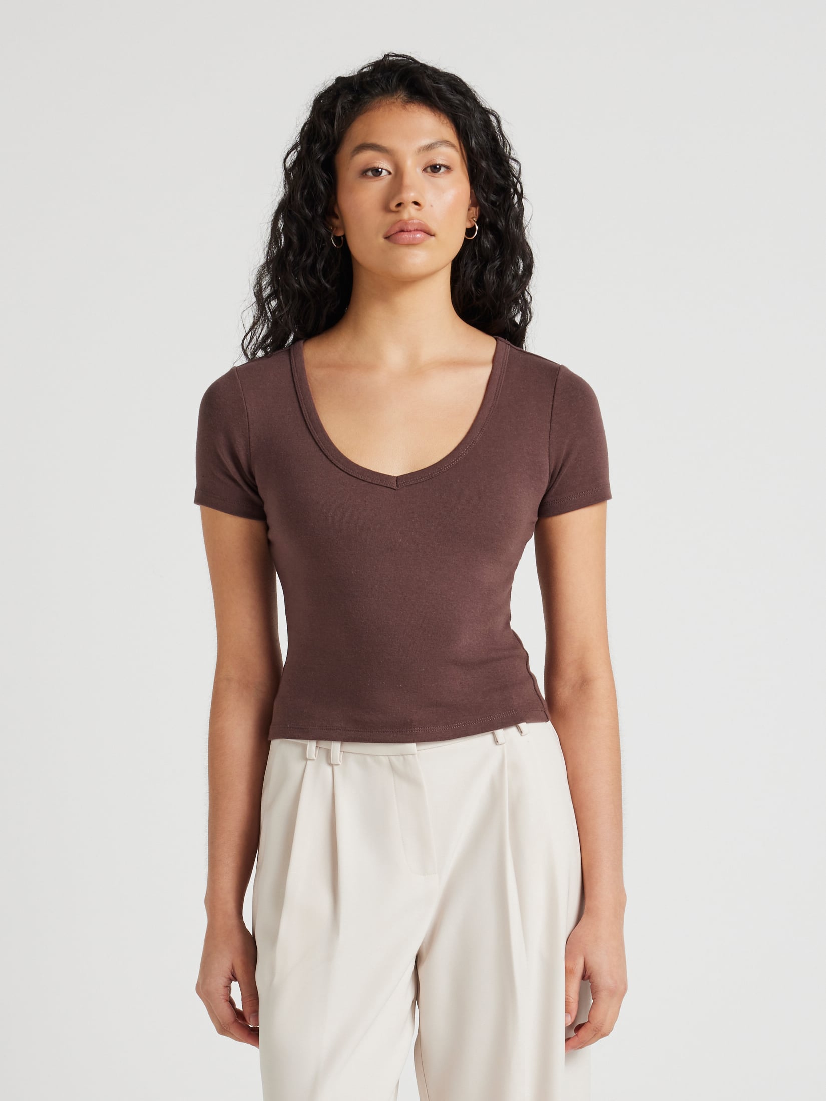 V Neck Fitted Baby Tee