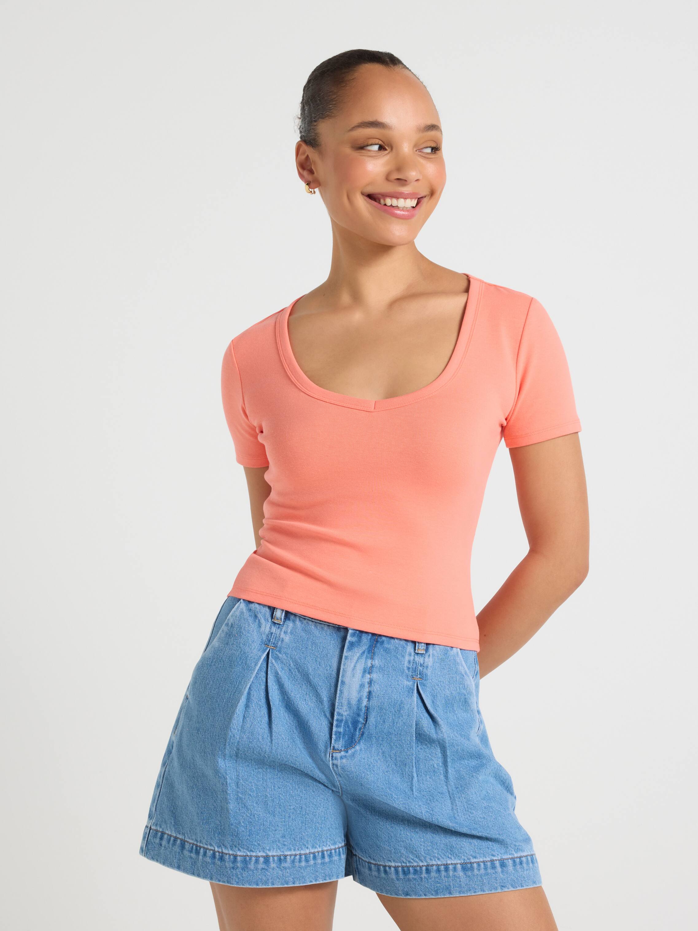 V Neck Fitted Baby Tee