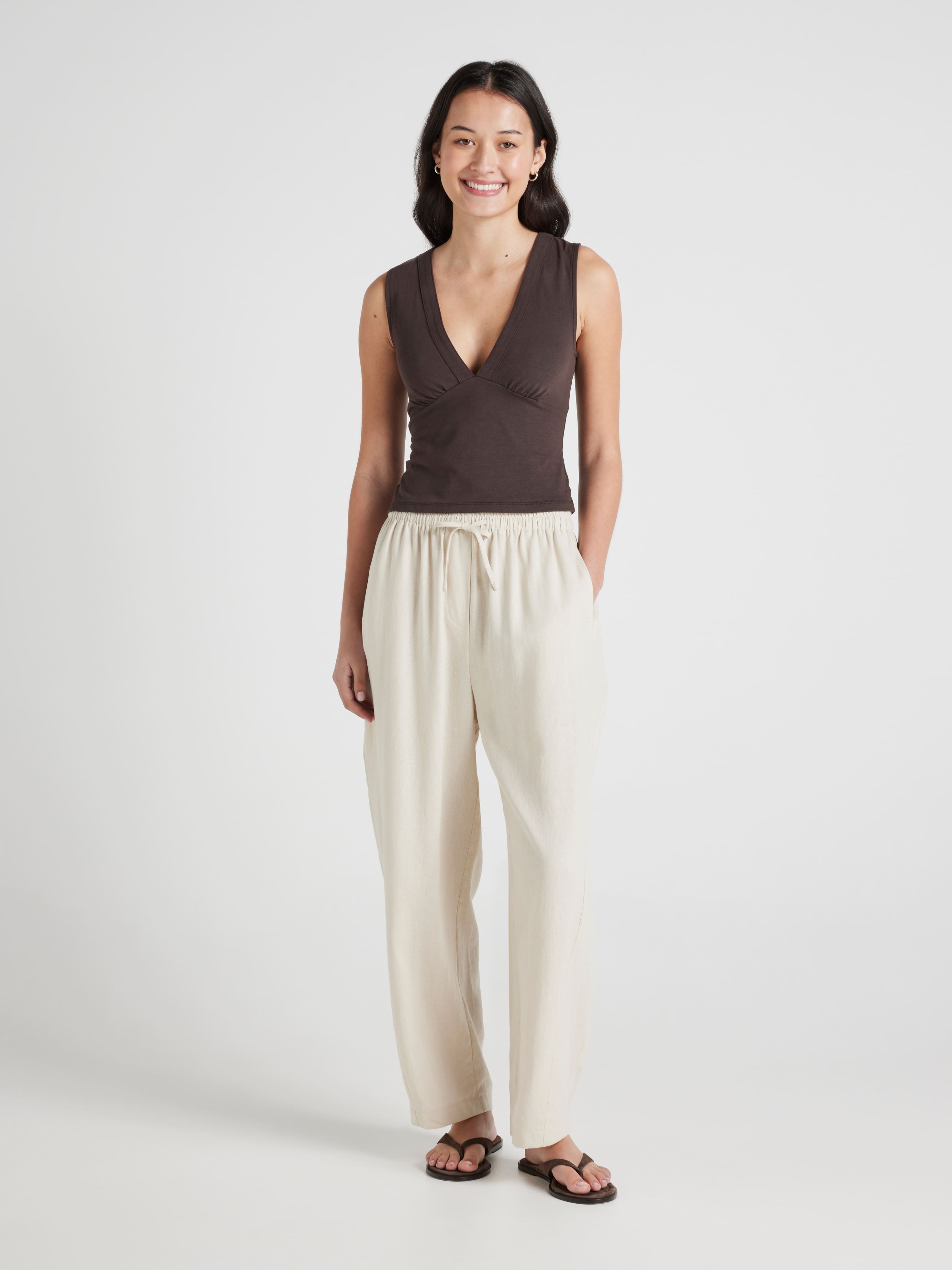 Gathered V Neck Tank