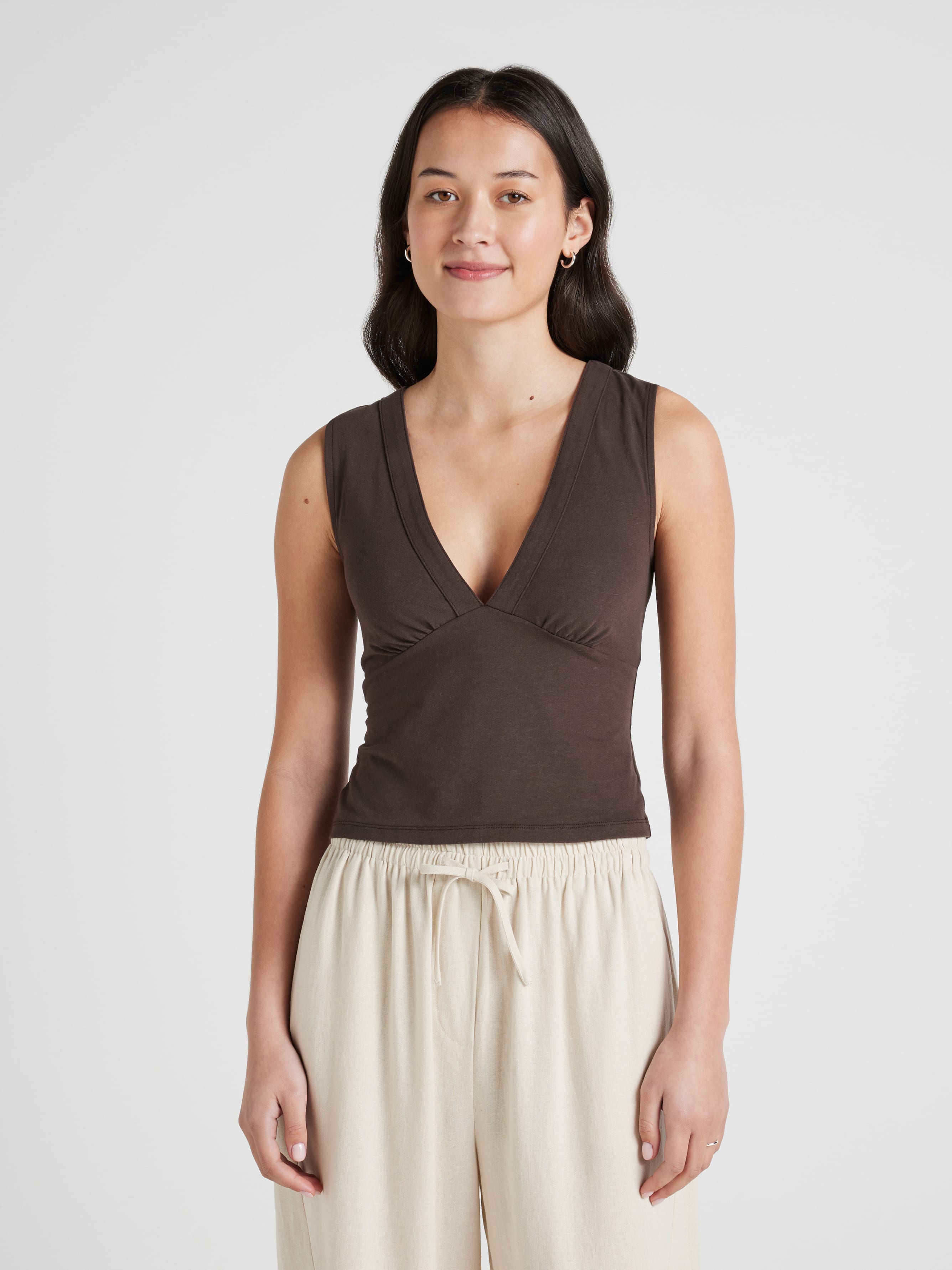 Gathered V Neck Tank