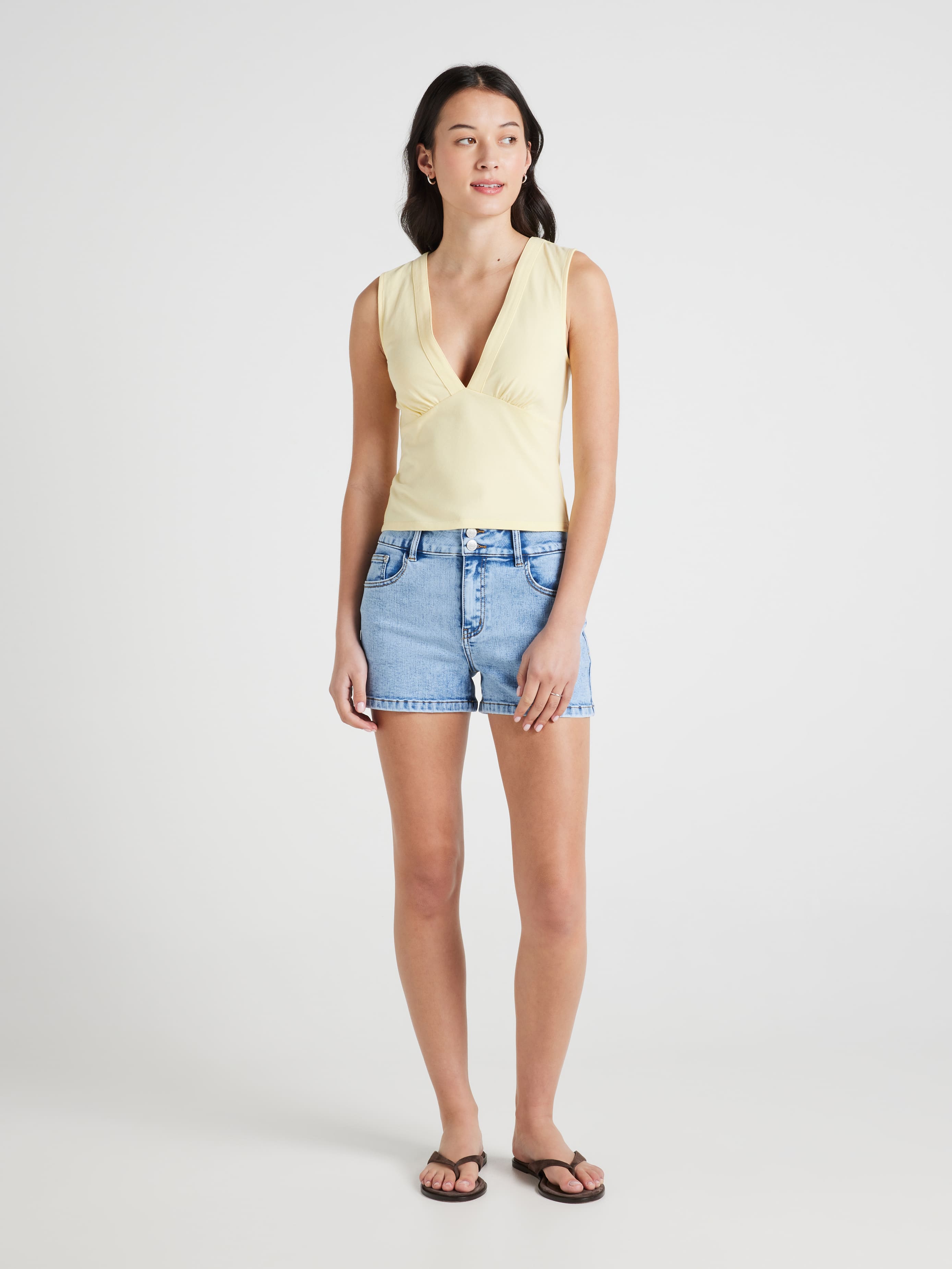 Gathered V Neck Tank