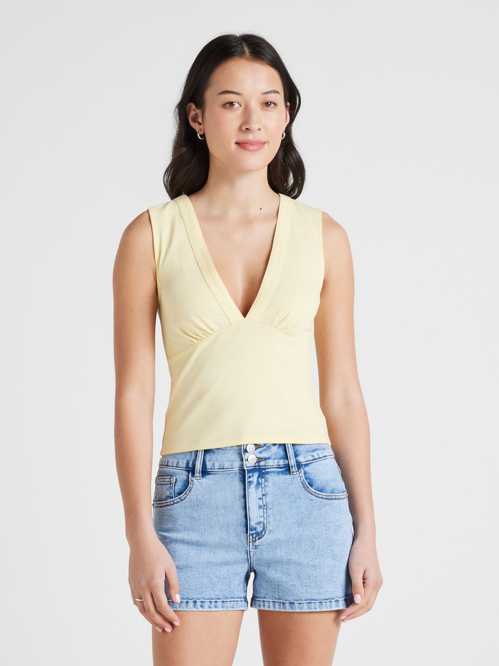 Gathered V Neck Tank