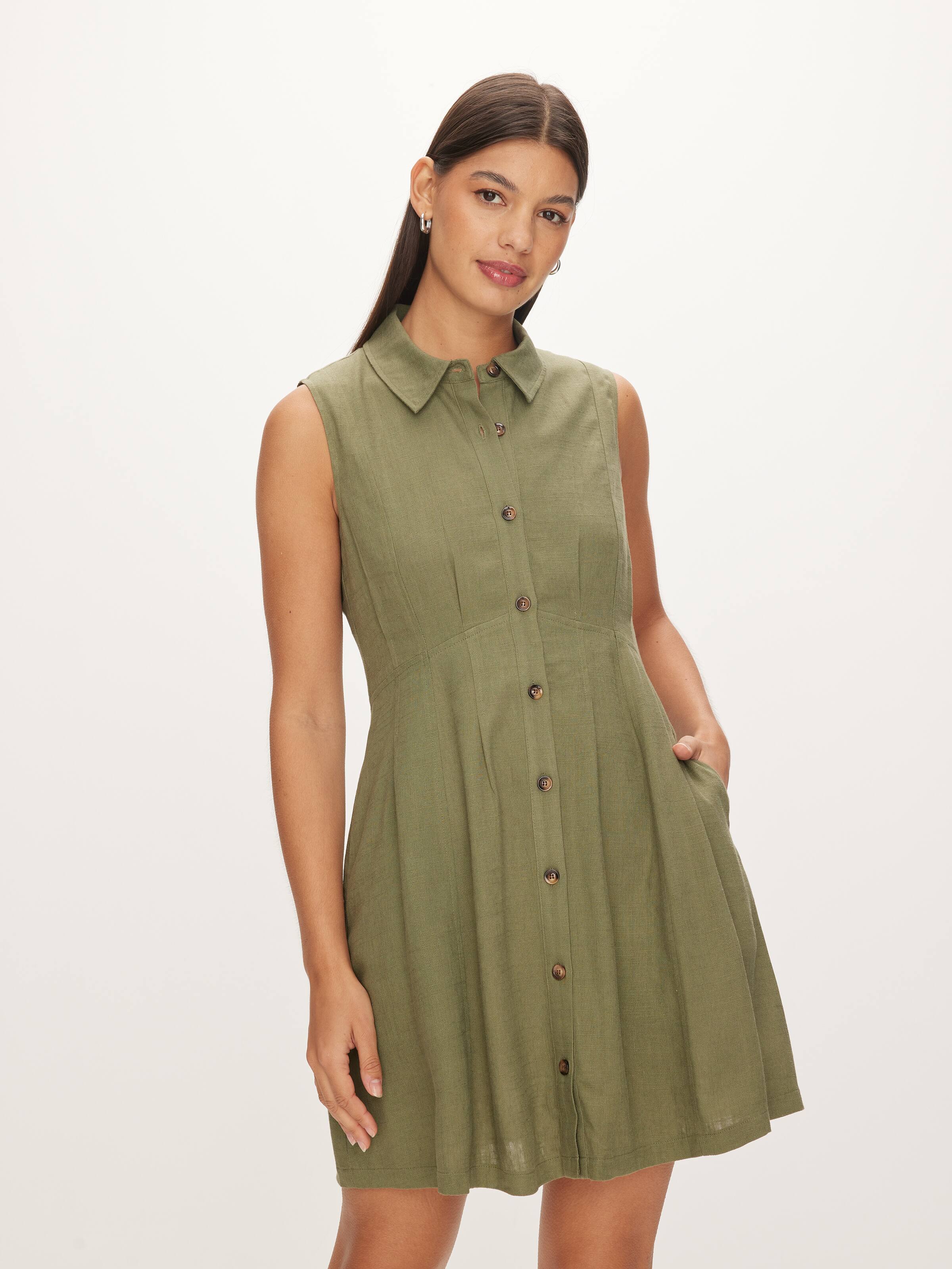 Cadie Linen Blend Mini Dress