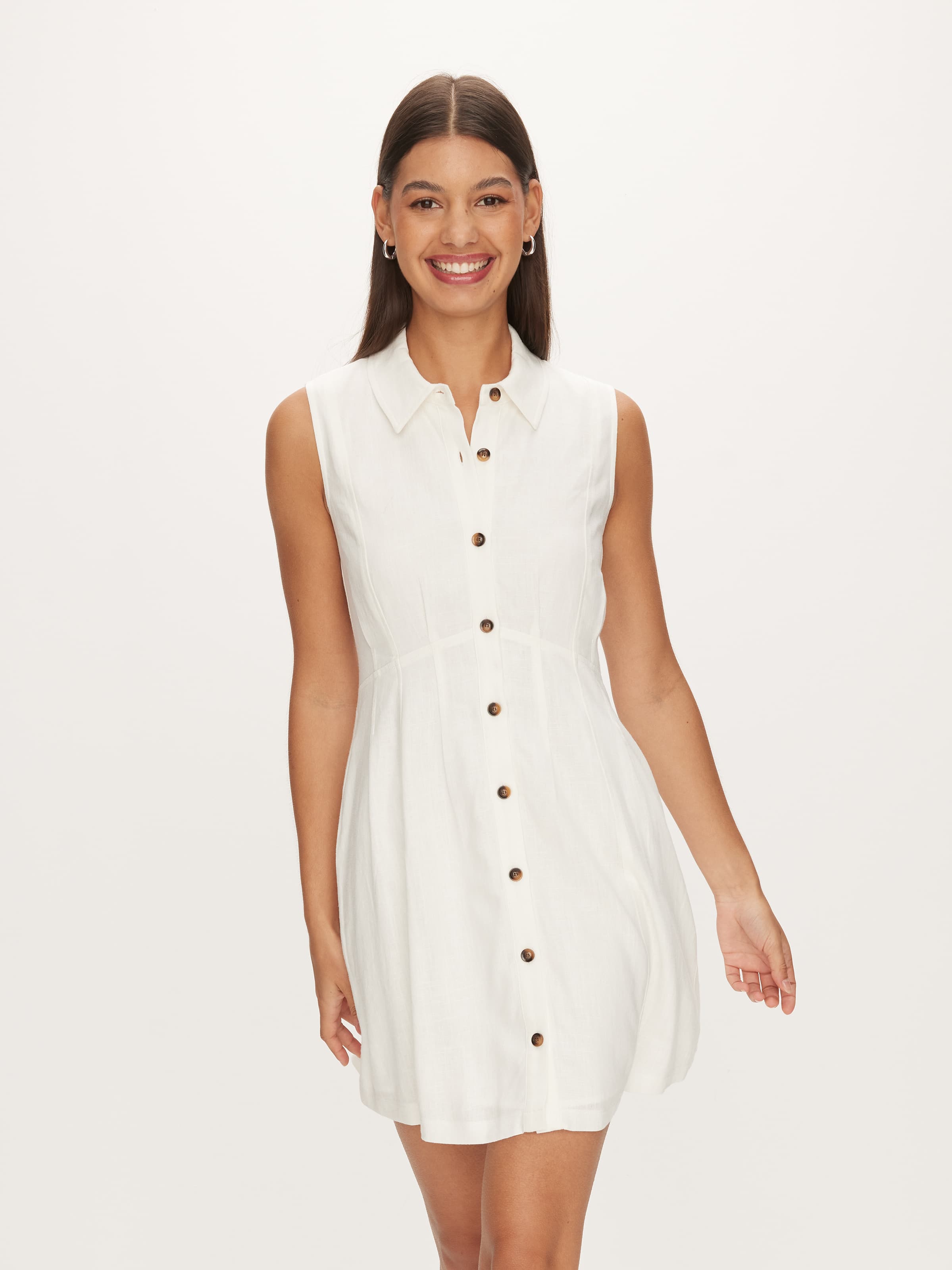 Cadie Linen Blend Mini Dress